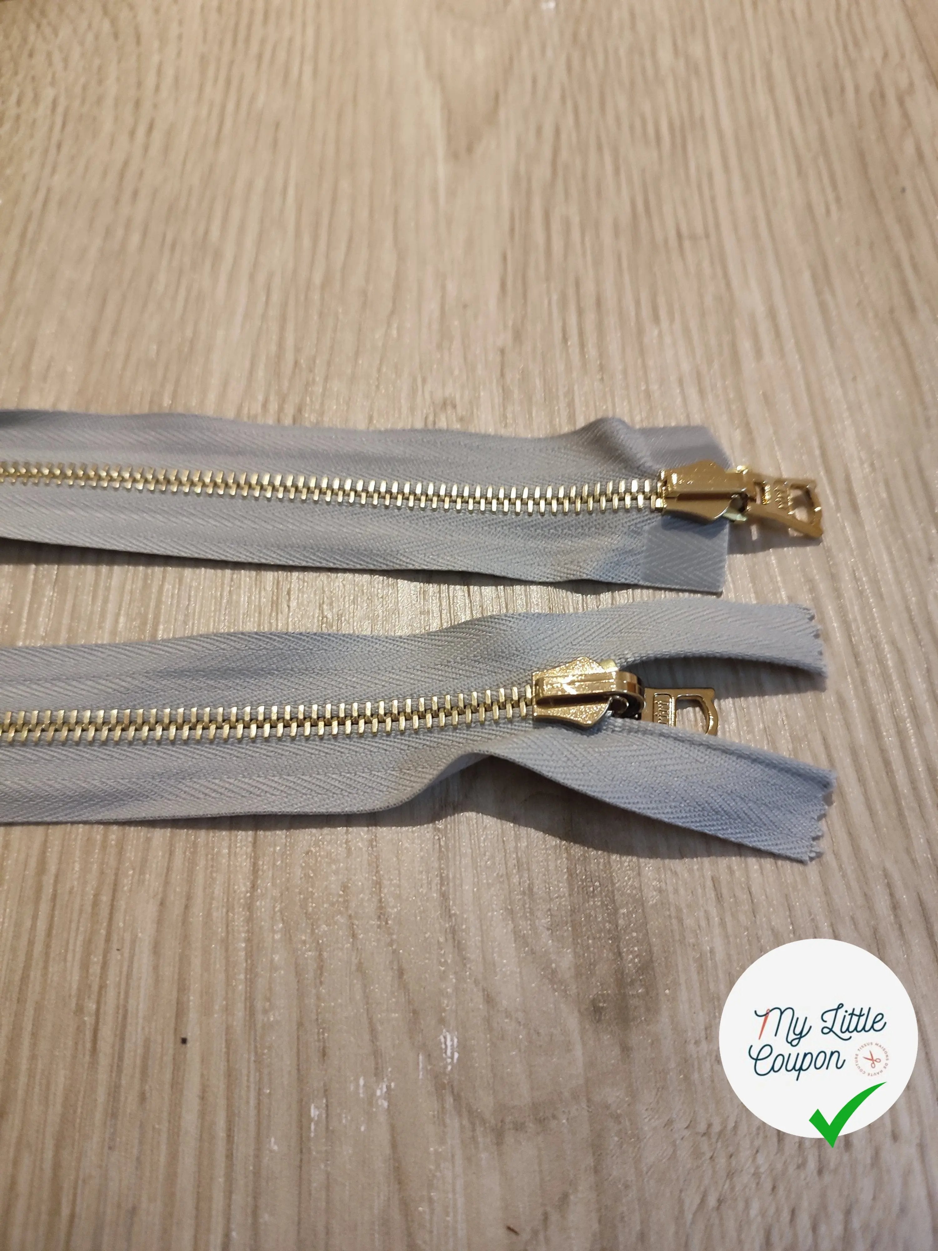 FERMETURE RIRI METAL NON SÉPARABLE DOUBLE CHEMINS RÉVERSIBLE 90CM GRIS CLAIR - My Little Coupon