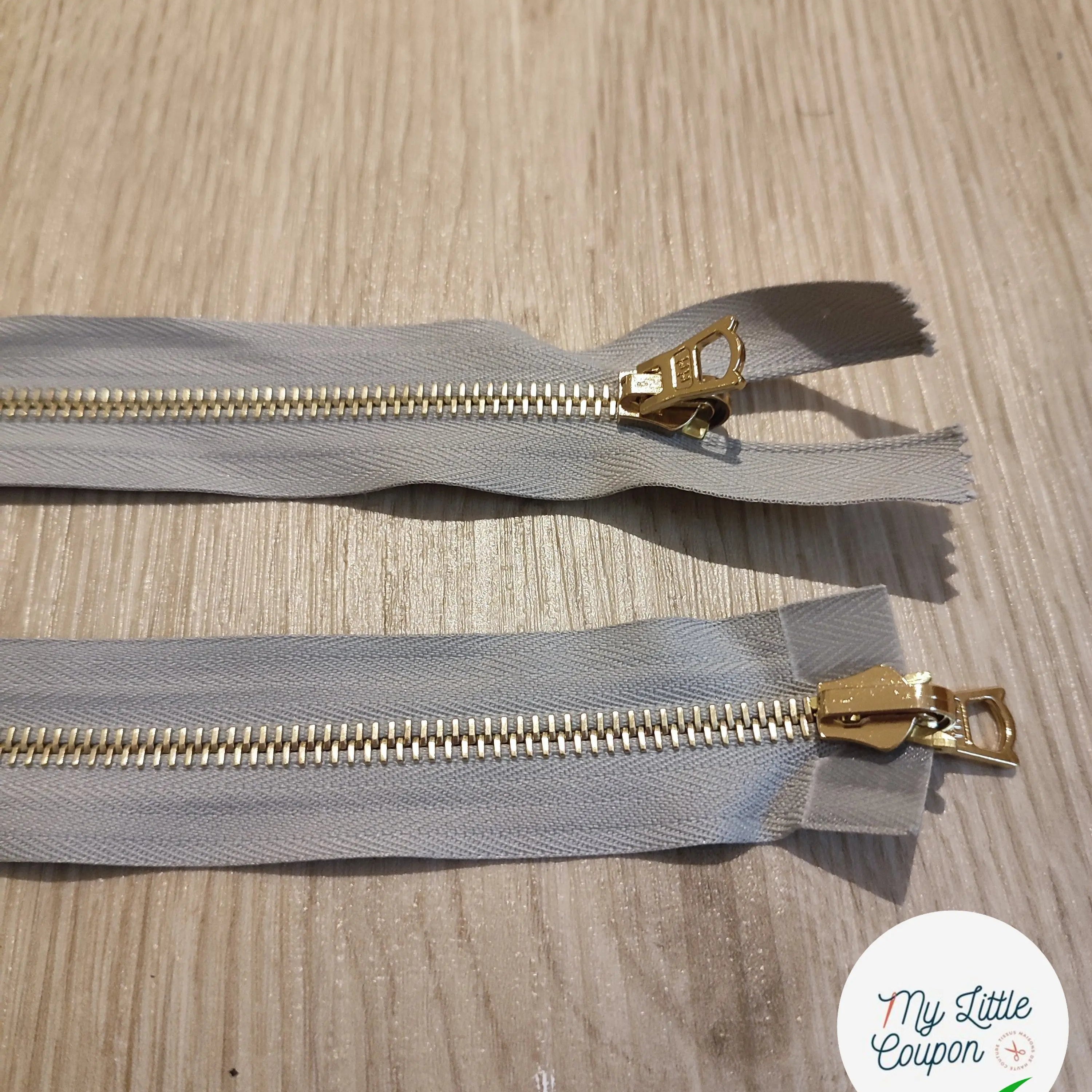 FERMETURE RIRI METAL NON SÉPARABLE DOUBLE CHEMINS RÉVERSIBLE 90CM GRIS CLAIR - My Little Coupon