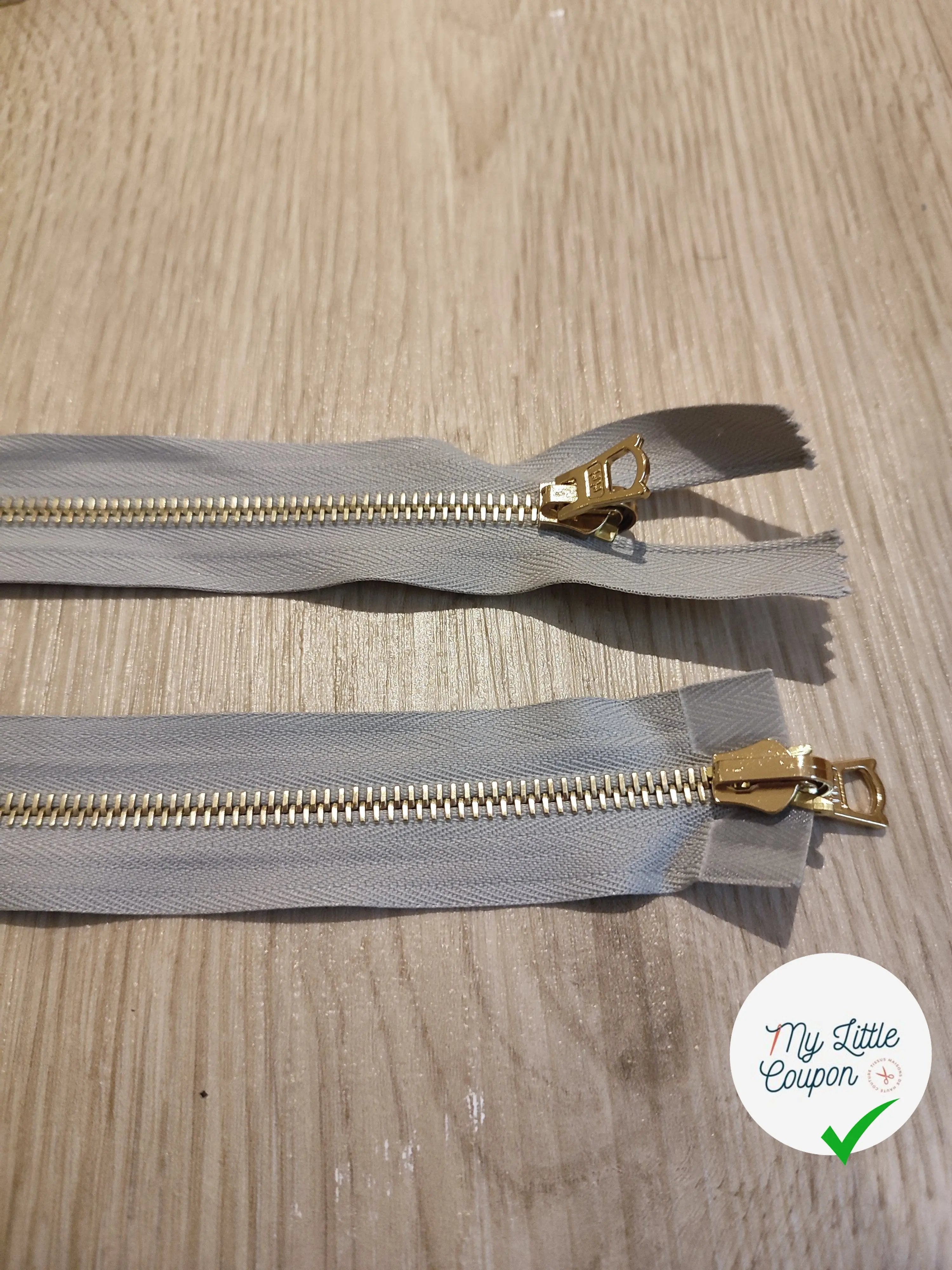 FERMETURE RIRI METAL NON SÉPARABLE DOUBLE CHEMINS RÉVERSIBLE 90CM GRIS CLAIR - My Little Coupon