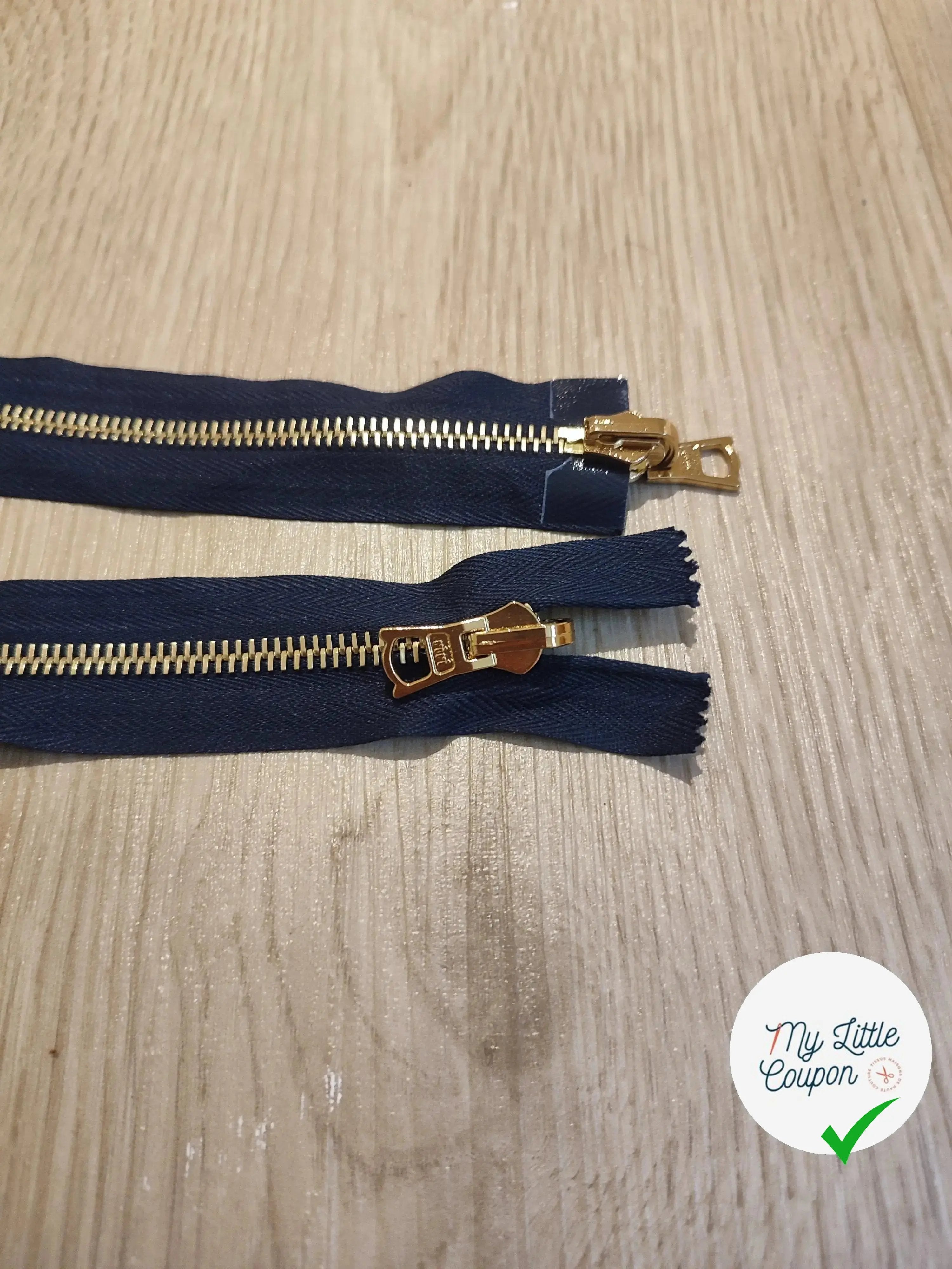 FERMETURE RIRI METAL NON SÉPARABLE DOUBLE CHEMINS RÉVERSIBLE 80CM BLEU NUIT - My Little Coupon