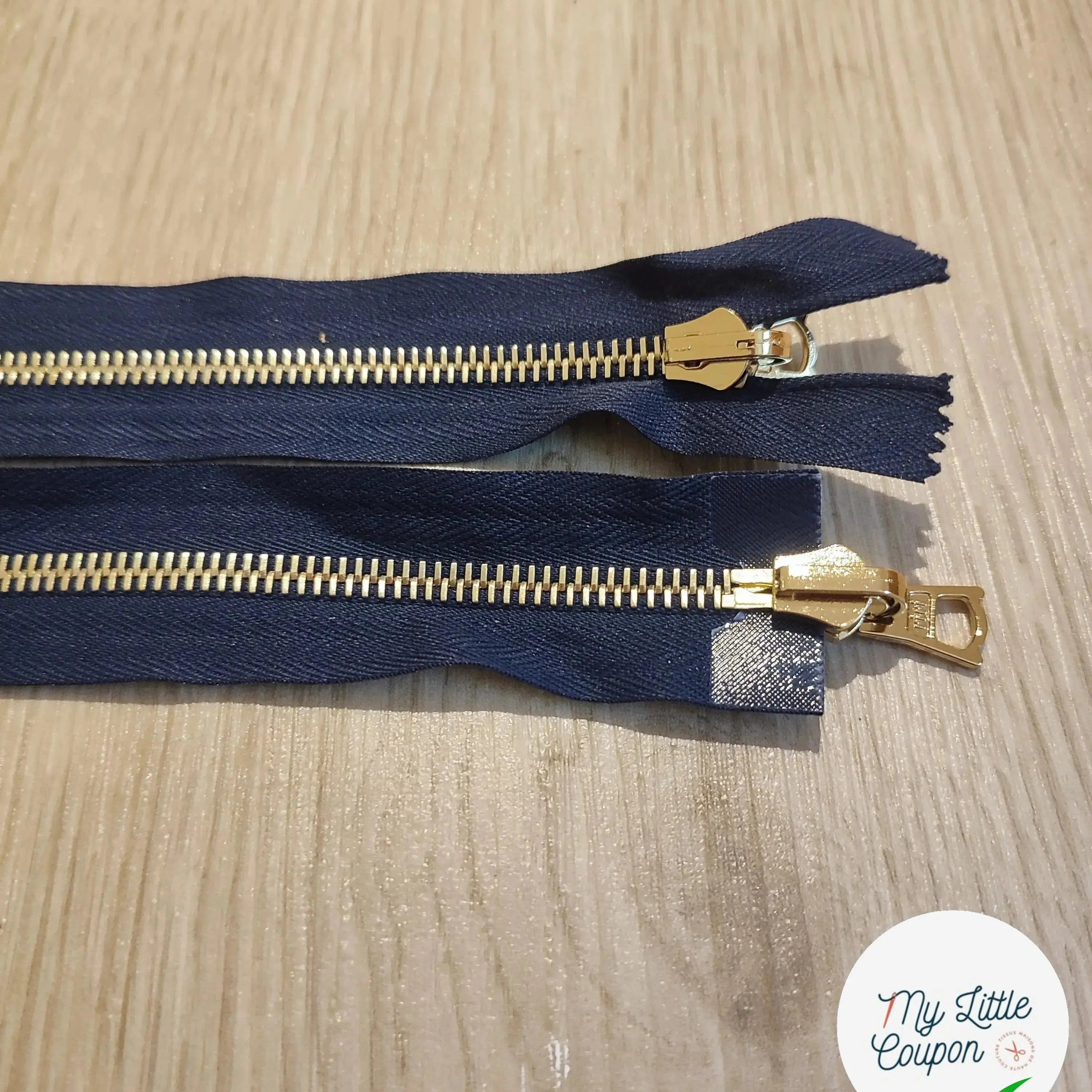 FERMETURE RIRI METAL NON SÉPARABLE DOUBLE CHEMINS RÉVERSIBLE 80CM BLEU NUIT - My Little Coupon