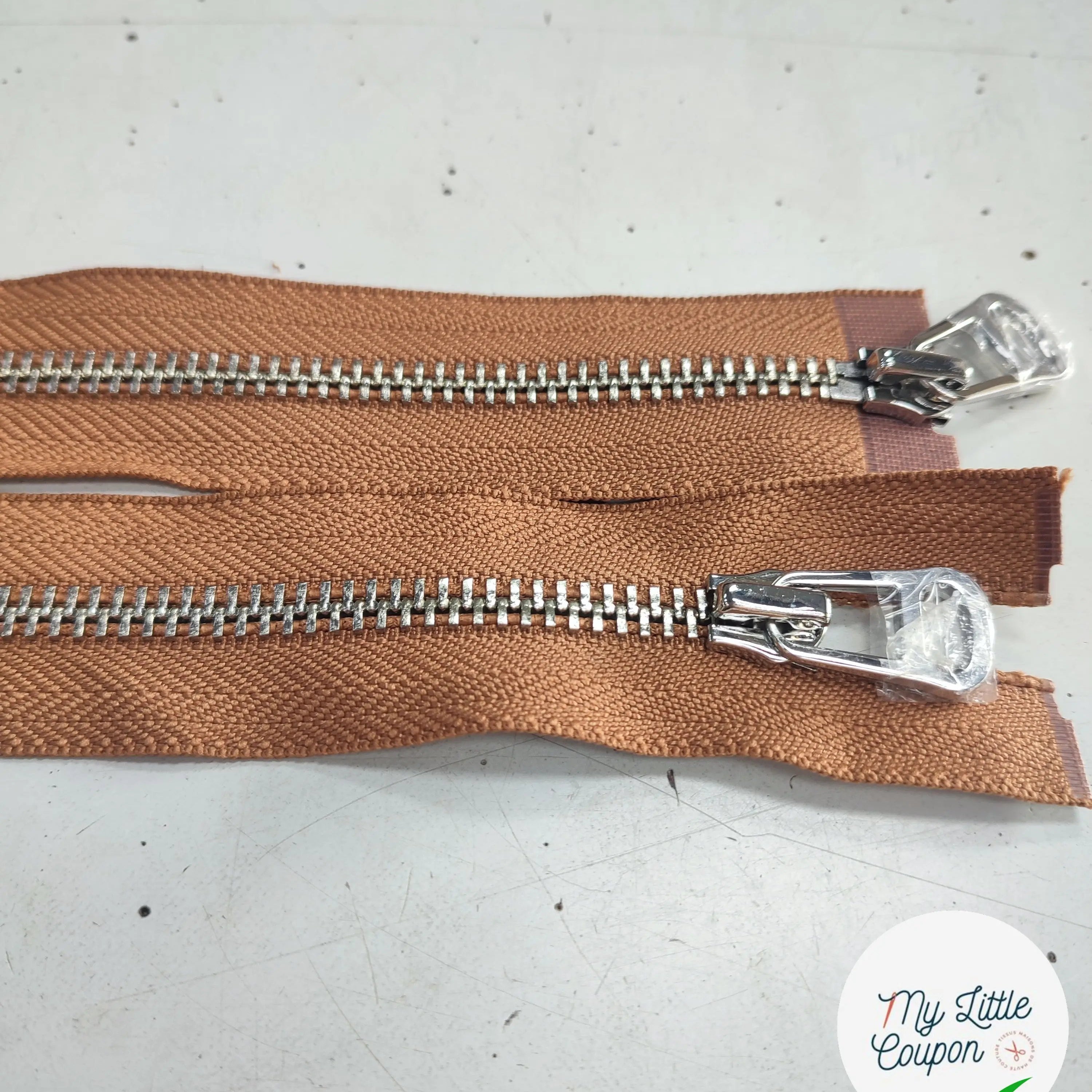 FERMETURE RIRI METAL NON SÉPARABLE DOUBLE ZIP 100CM MARRON - My Little Coupon