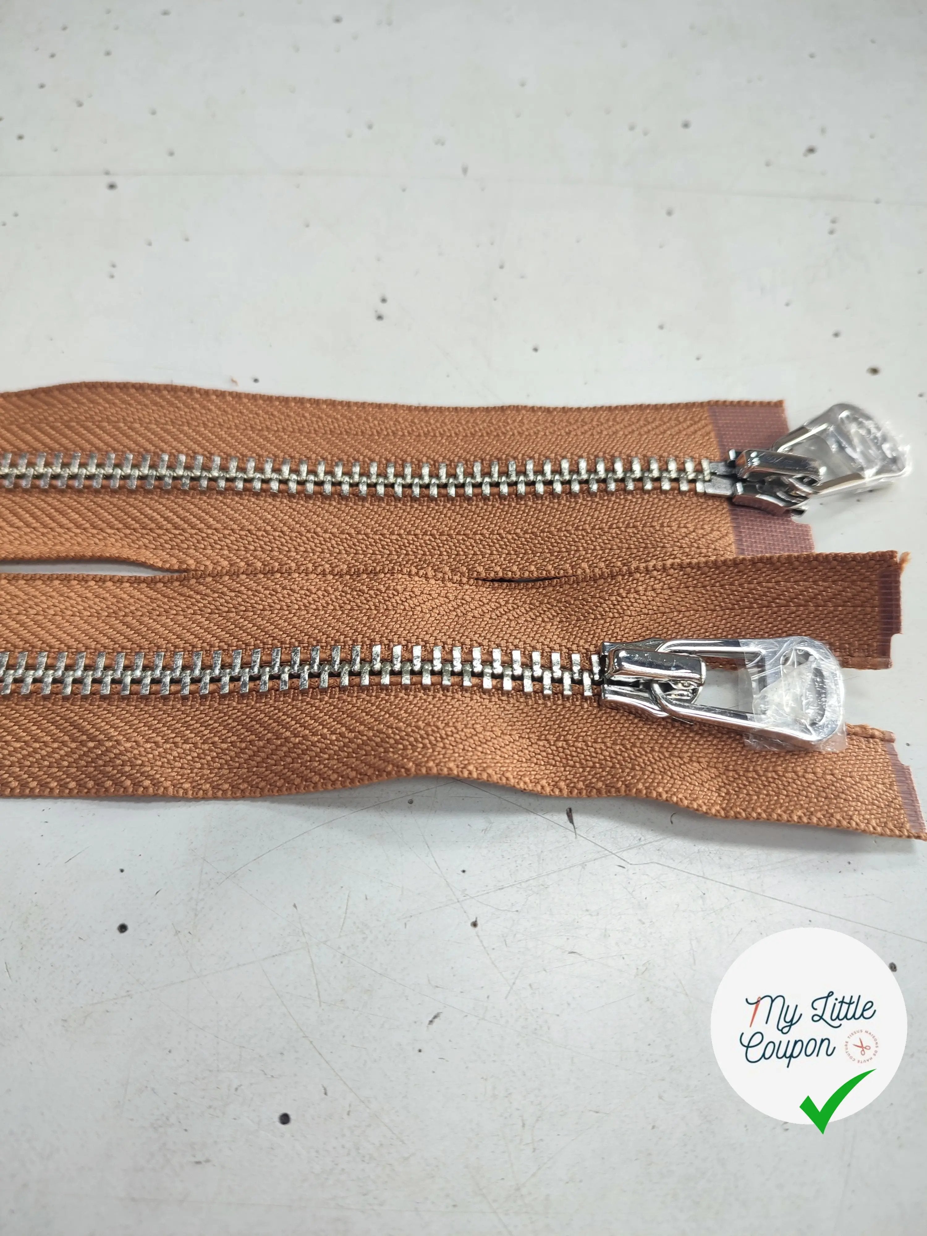 FERMETURE RIRI METAL NON SÉPARABLE DOUBLE ZIP 100CM MARRON - My Little Coupon
