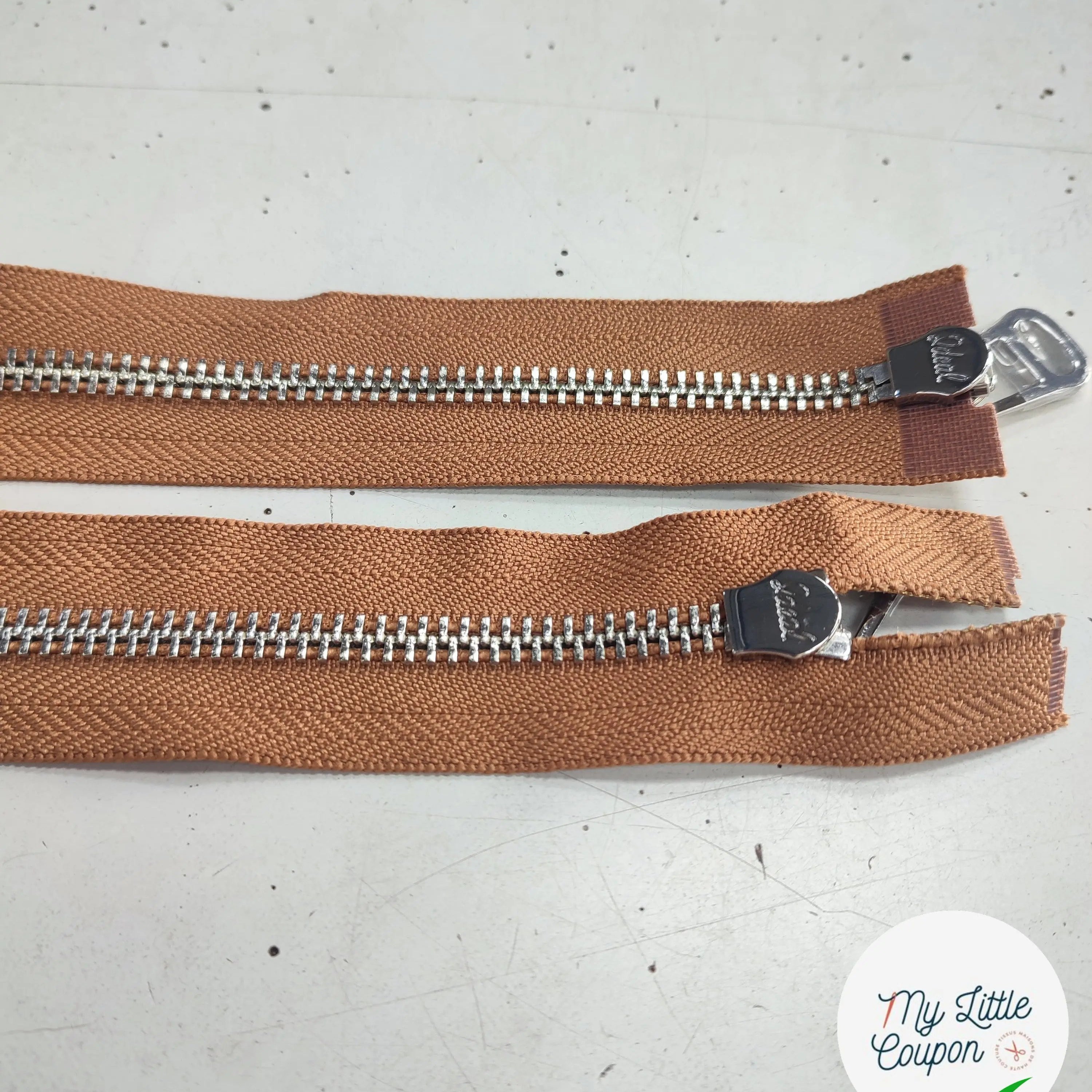 FERMETURE RIRI METAL NON SÉPARABLE DOUBLE ZIP 100CM MARRON - My Little Coupon