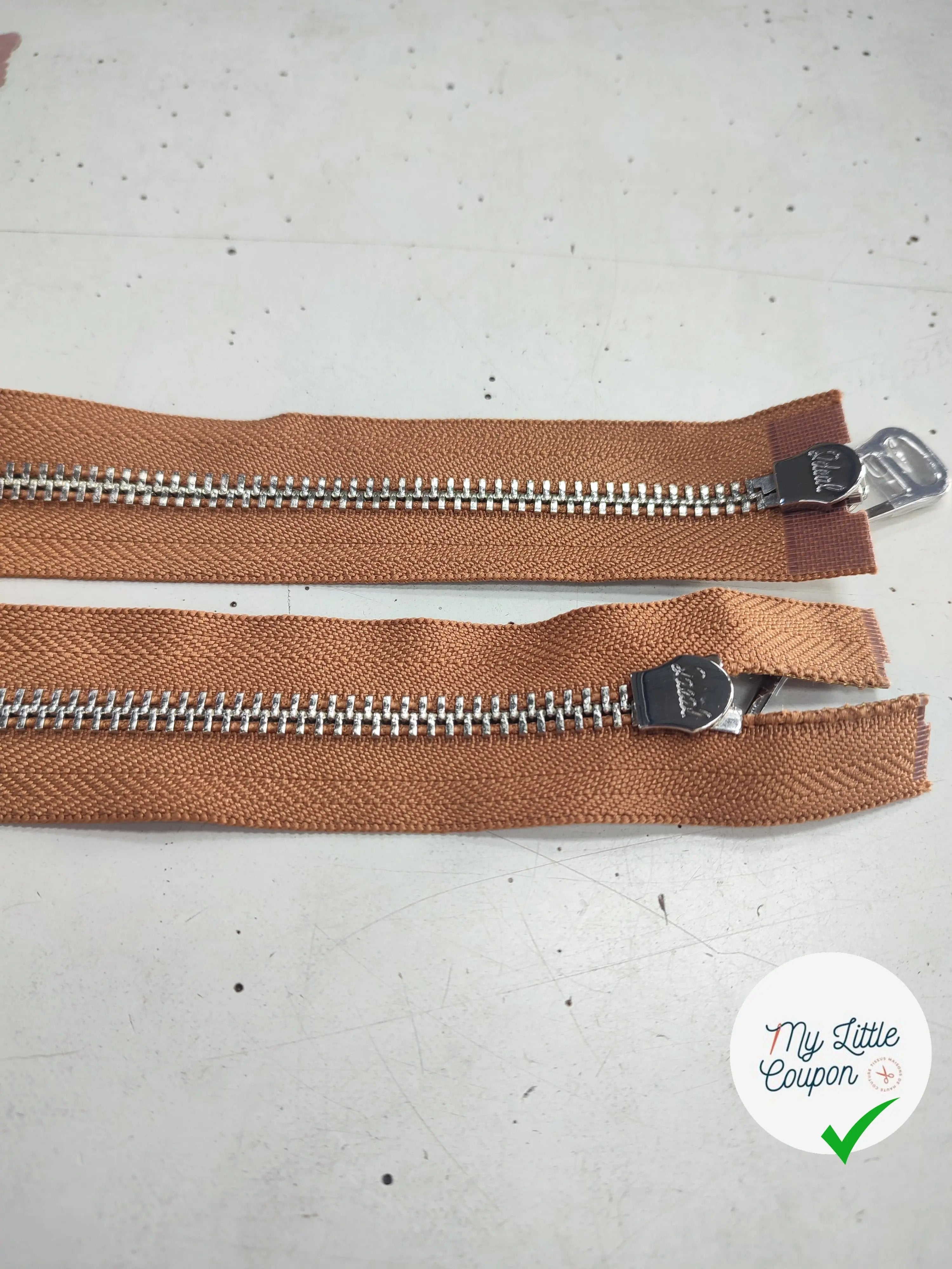 FERMETURE RIRI METAL NON SÉPARABLE DOUBLE ZIP 100CM MARRON - My Little Coupon