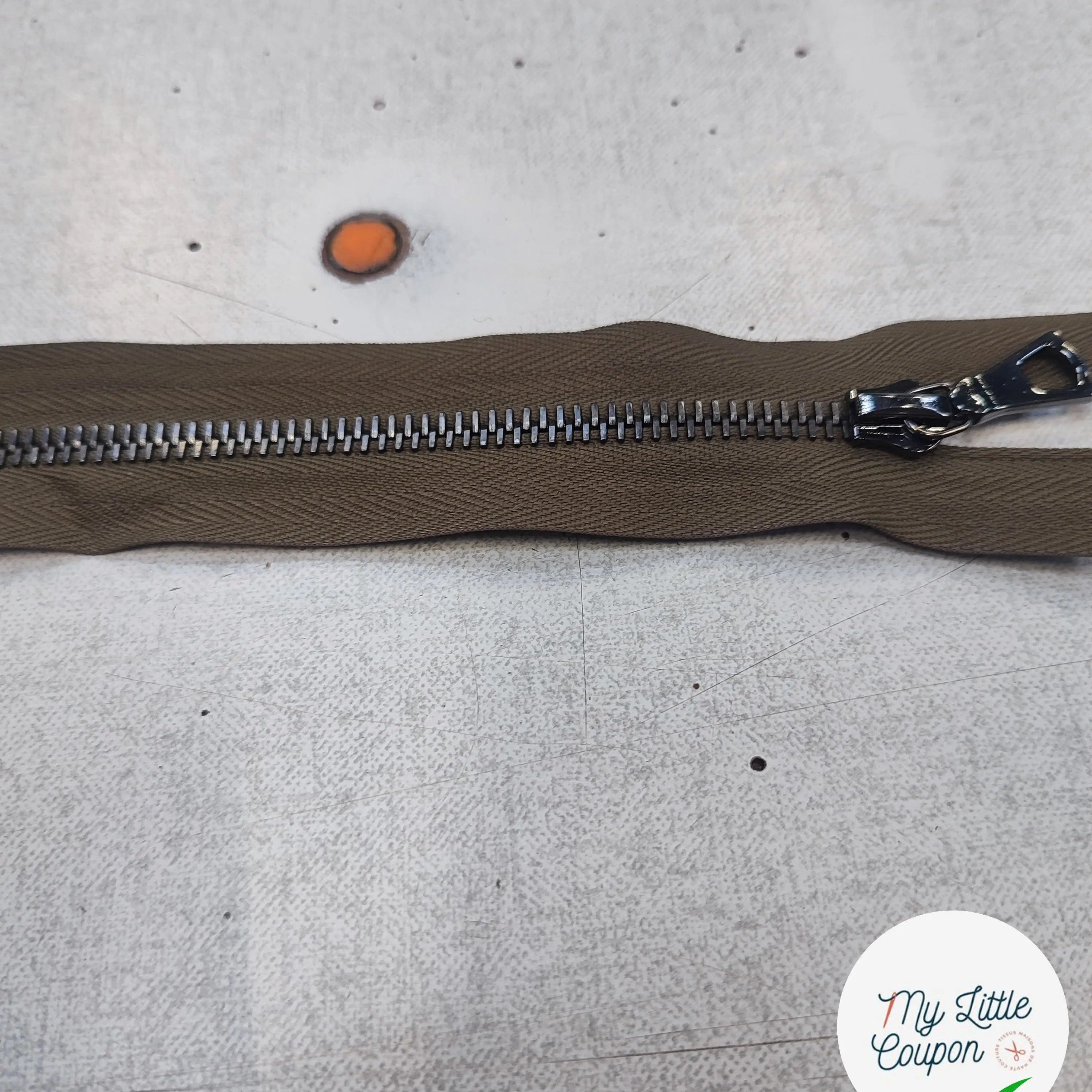 FERMETURE RIRI METAL NON SÉPARABLE DOUBLE ZIP 75CM VERT KAKI M6 - My Little Coupon