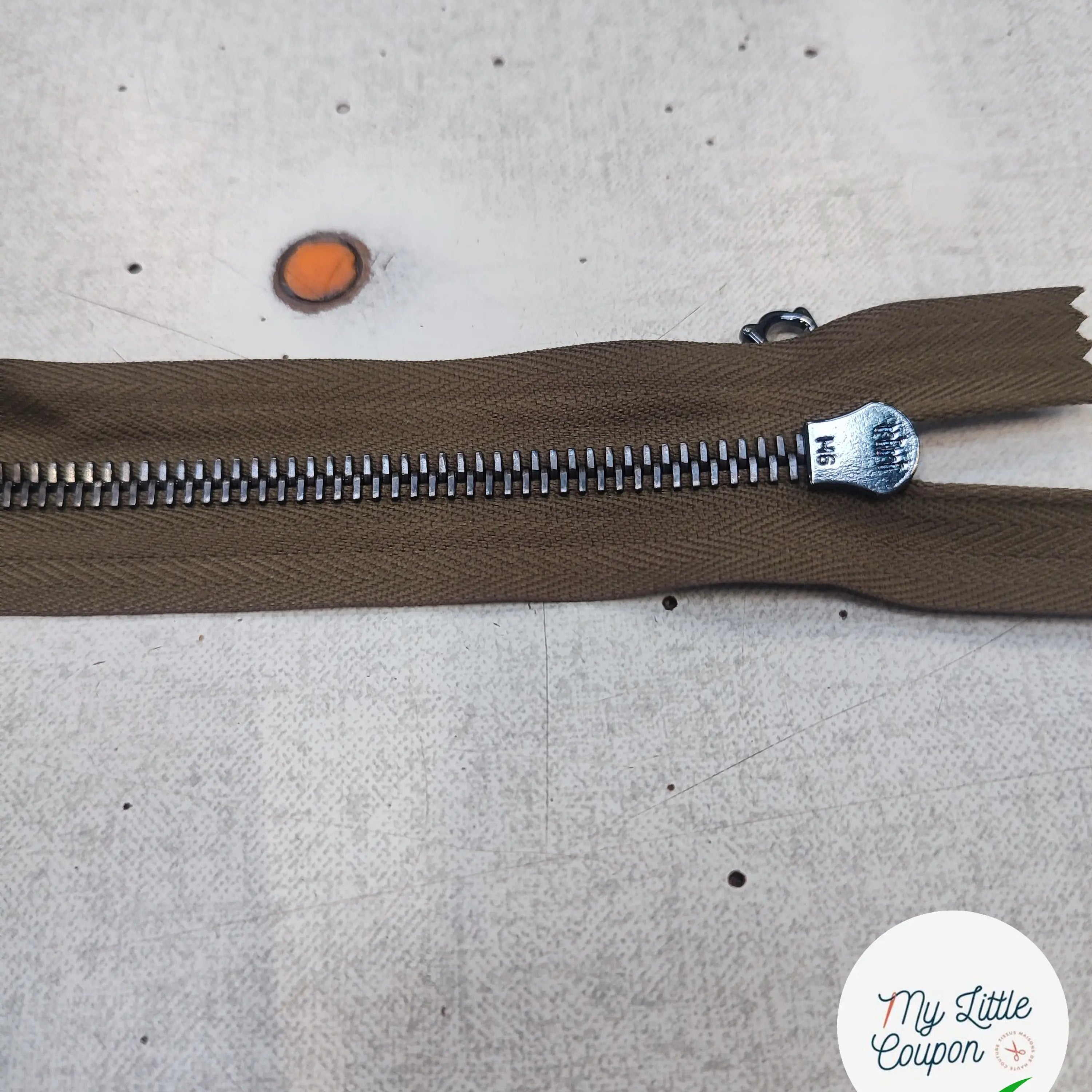 FERMETURE RIRI METAL NON SÉPARABLE DOUBLE ZIP 75CM VERT KAKI M6 - My Little Coupon