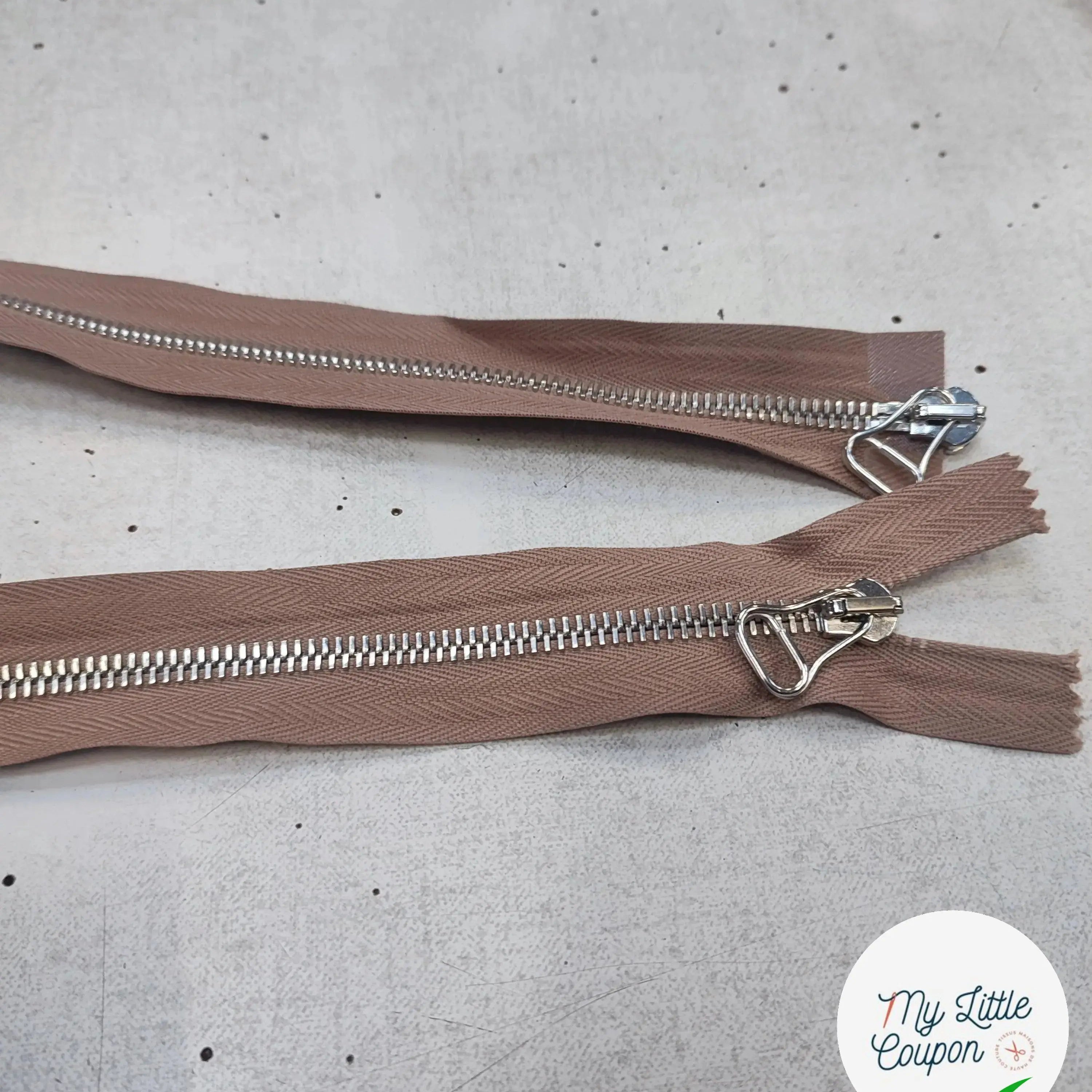FERMETURE RIRI METAL NON SÉPARABLE DOUBLE ZIP 75CM MARRON CAFÉ M6 - My Little Coupon