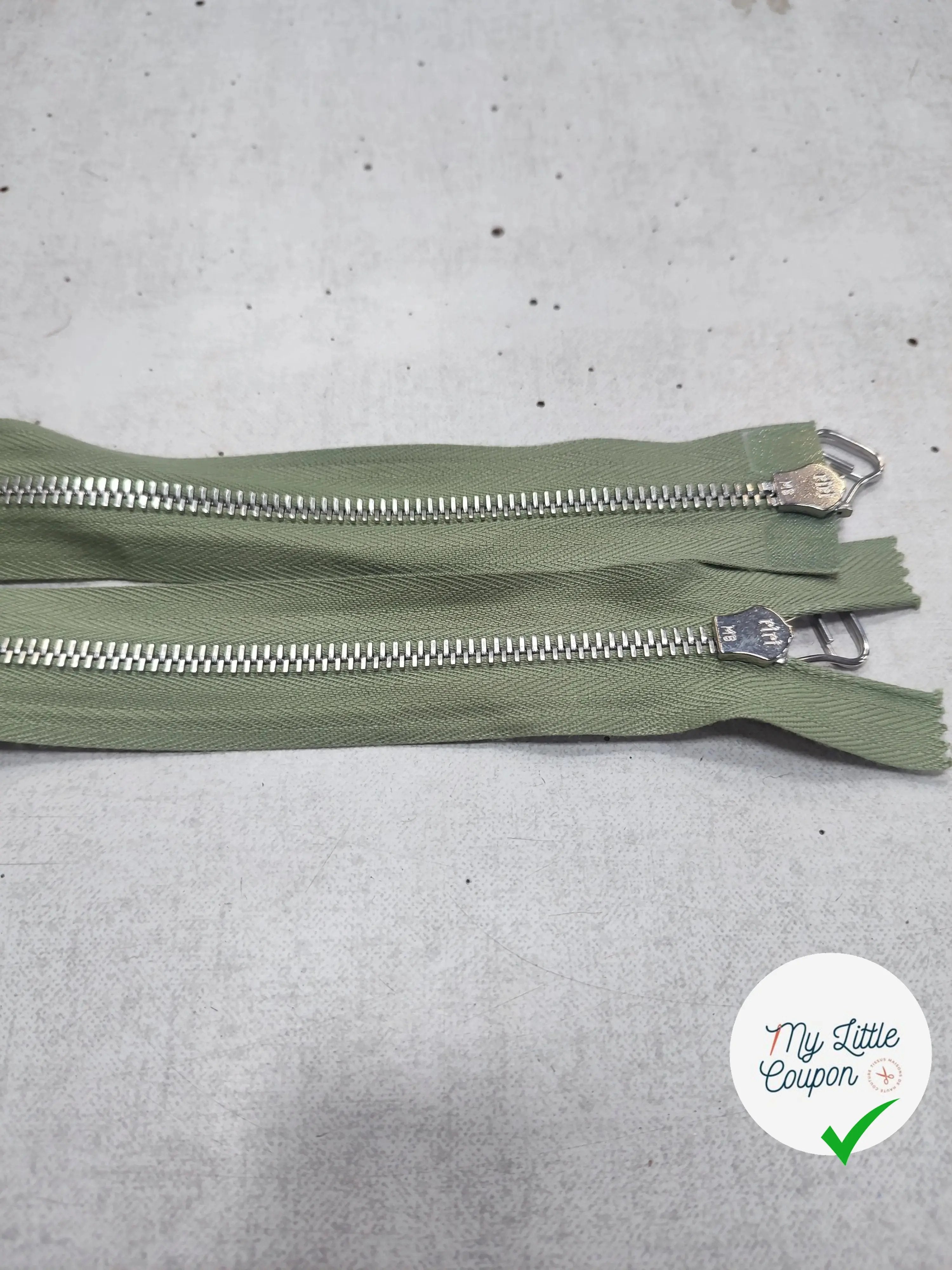 FERMETURE RIRI METAL NON SÉPARABLE DOUBLE ZIP 75CM VERT CLAIR M6 - My Little Coupon