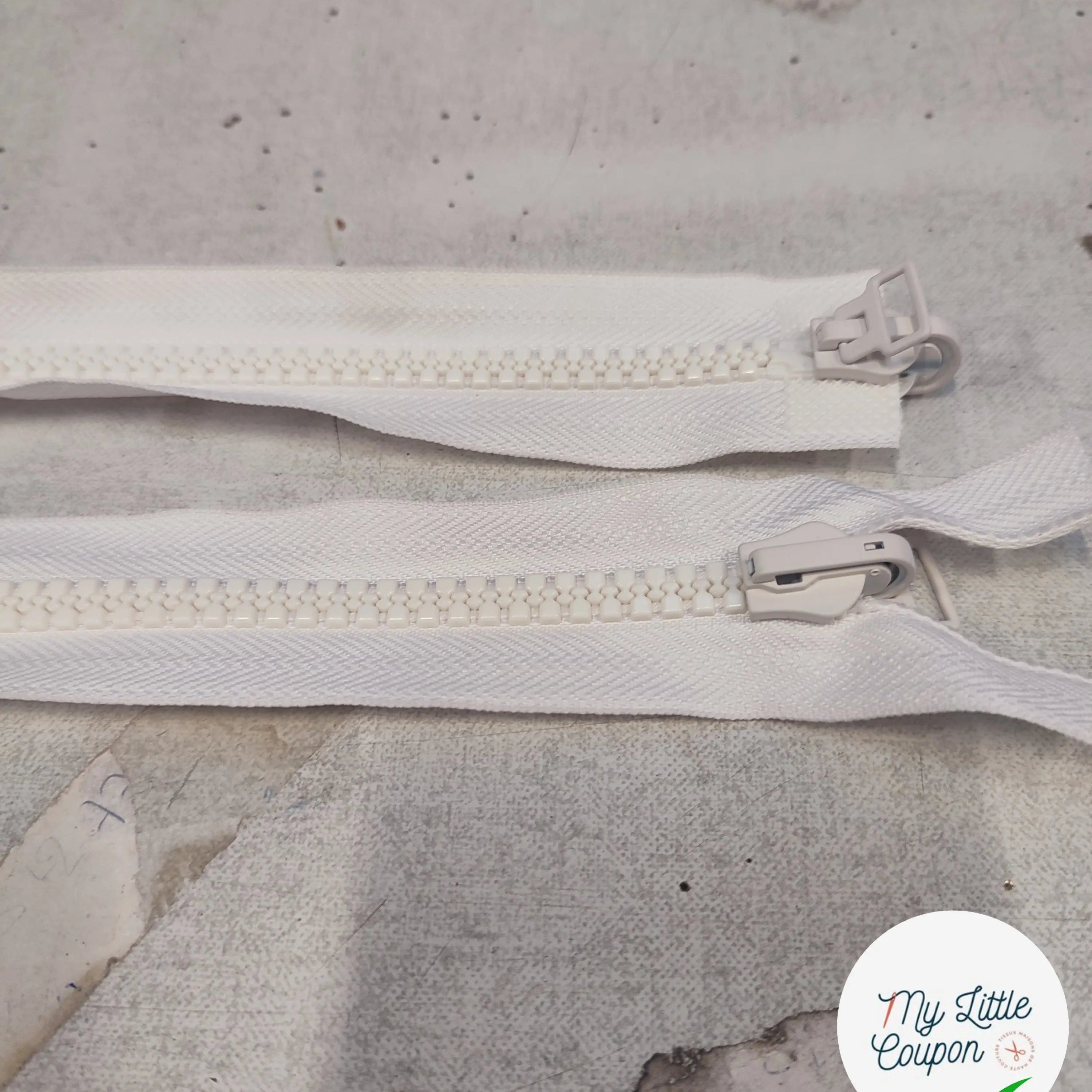 FERMETURE RIRI MÉTAL NON SÉPARABLE DOUBLE ZIP RÉVERSIBLE 100CM BLANC - My Little Coupon