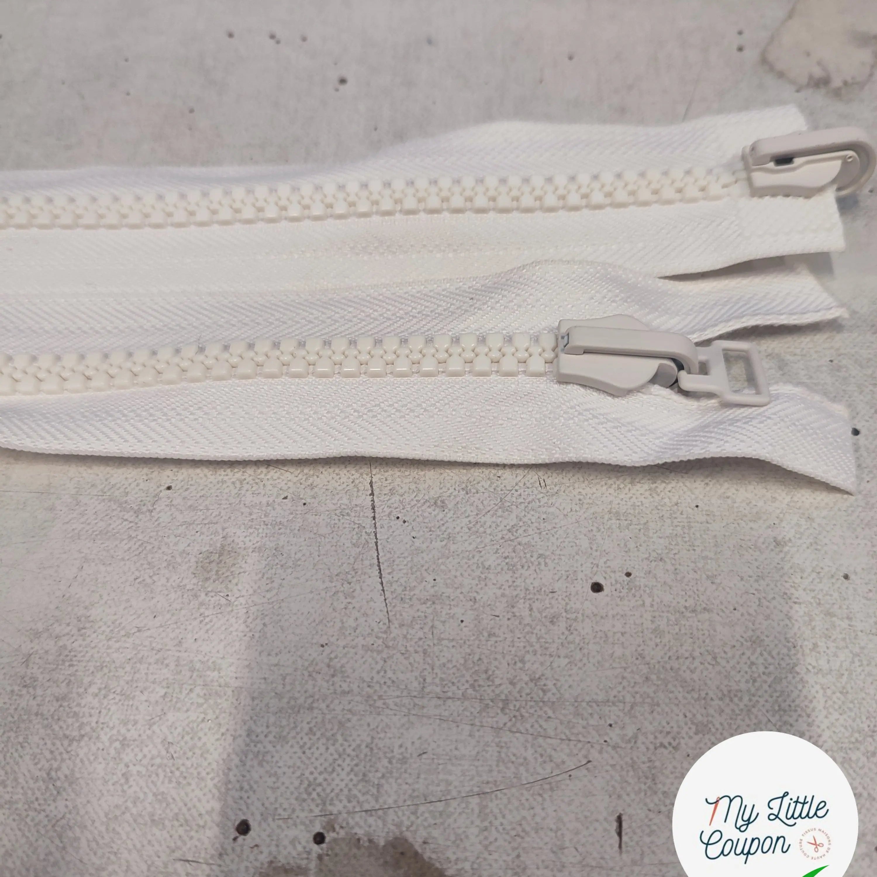 FERMETURE RIRI MÉTAL NON SÉPARABLE DOUBLE ZIP RÉVERSIBLE 100CM BLANC - My Little Coupon