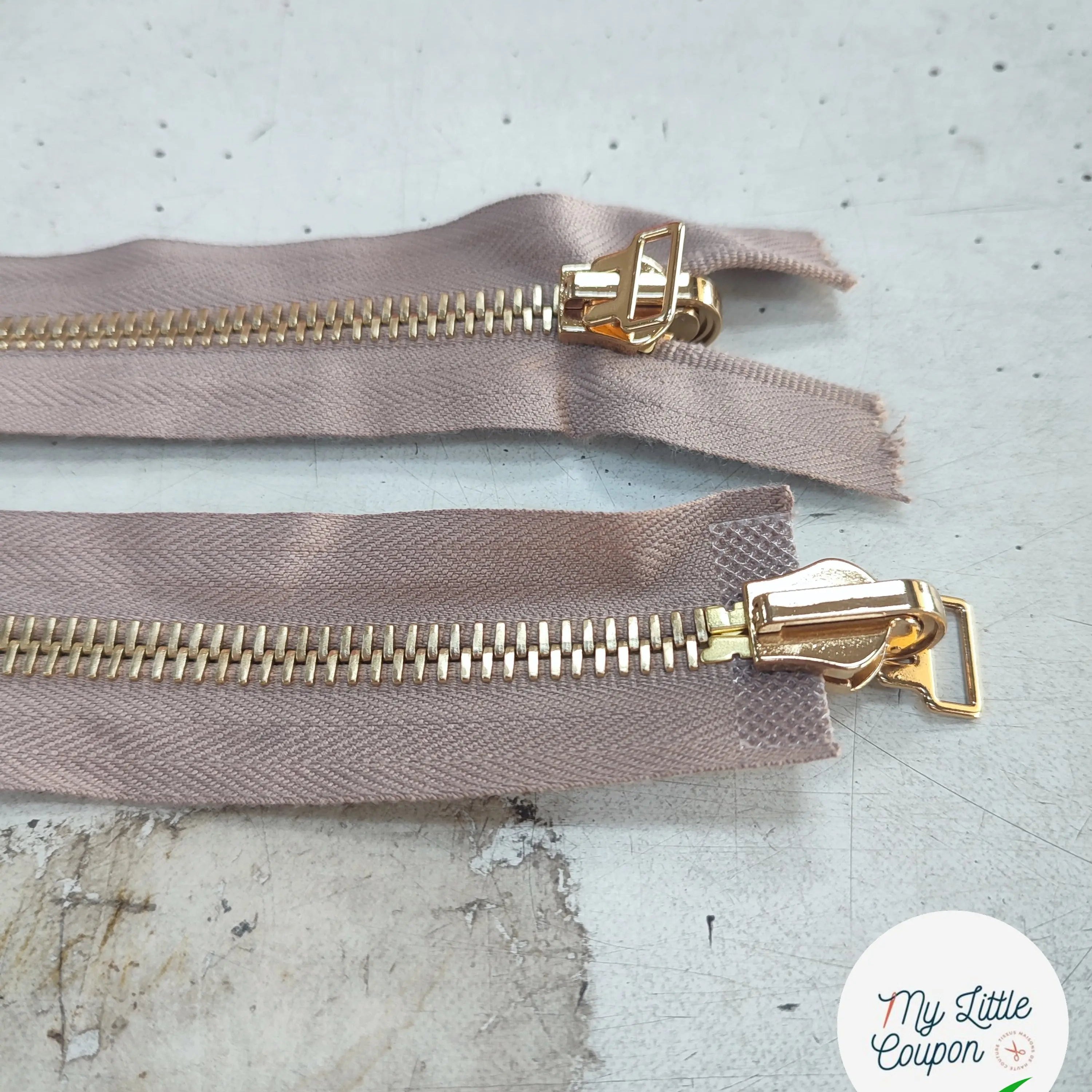 FERMETURE RIRI MÉTAL NON SÉPARABLE DOUBLE ZIP RÉVERSIBLE 110CM MARRON CAFÉ - My Little Coupon