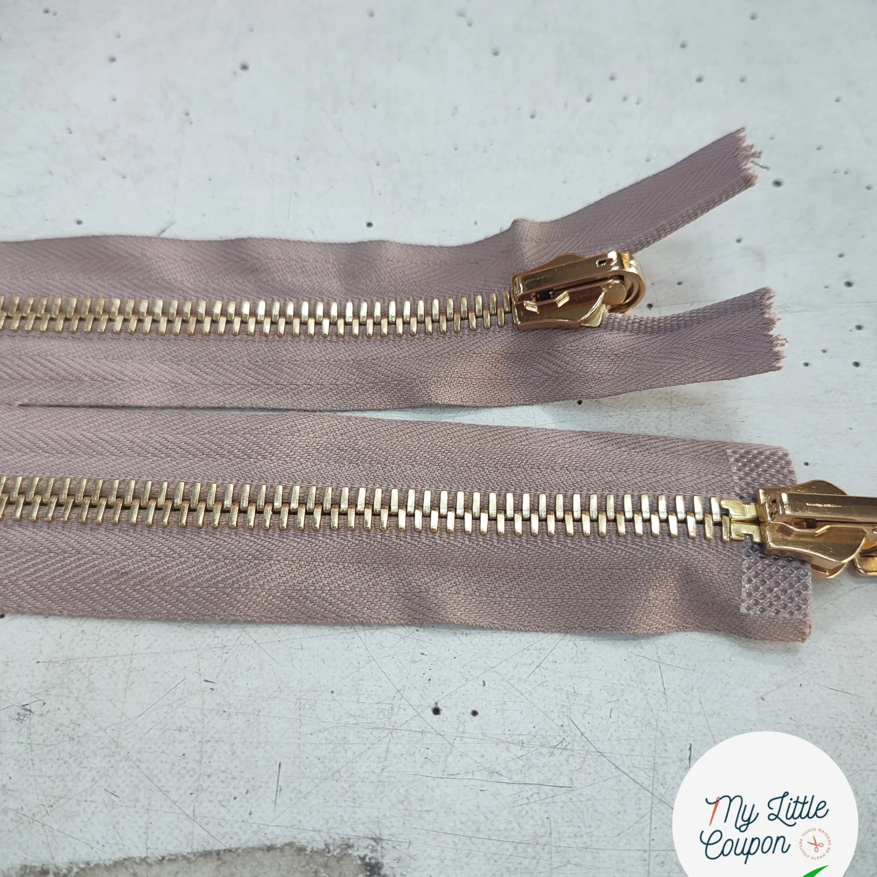 FERMETURE RIRI MÉTAL NON SÉPARABLE DOUBLE ZIP RÉVERSIBLE 110CM MARRON CAFÉ - My Little Coupon