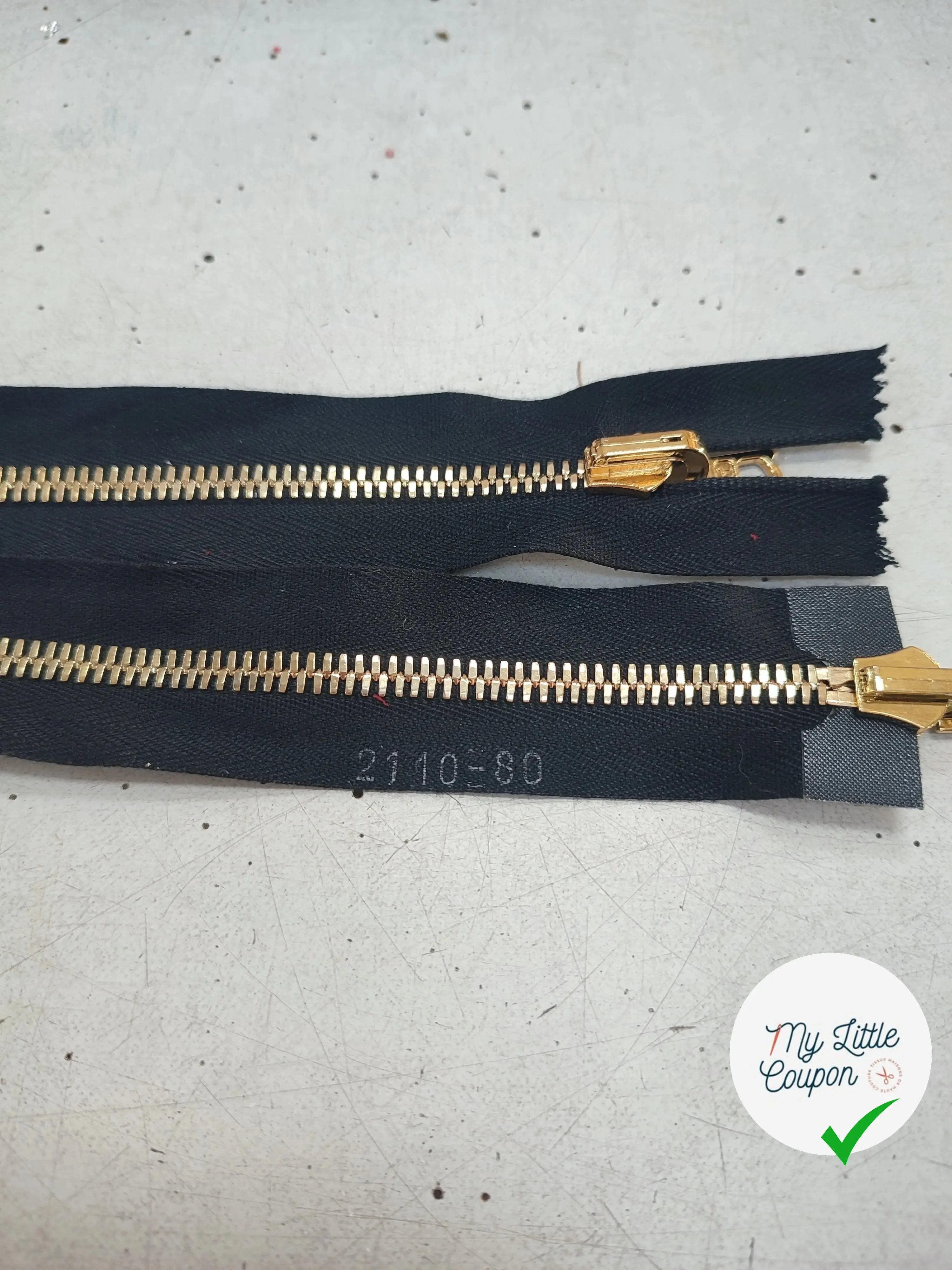 FERMETURE RIRI MÉTAL NON SÉPARABLE DOUBLE ZIP RÉVERSIBLE 40CM NOIR - My Little Coupon