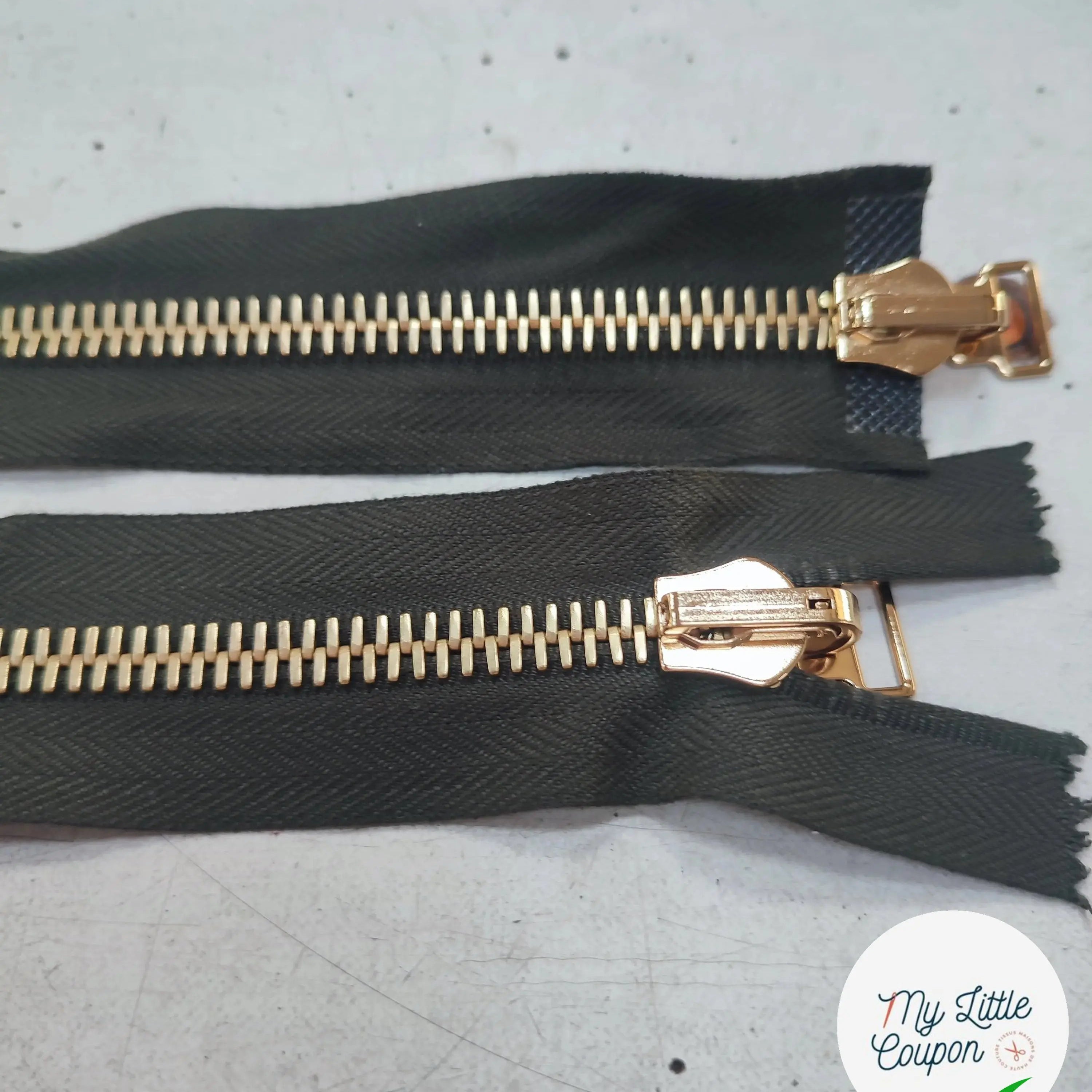 FERMETURE RIRI MÉTAL NON SÉPARABLE DOUBLE ZIP RÉVERSIBLE 110CM VERT KAKI - My Little Coupon