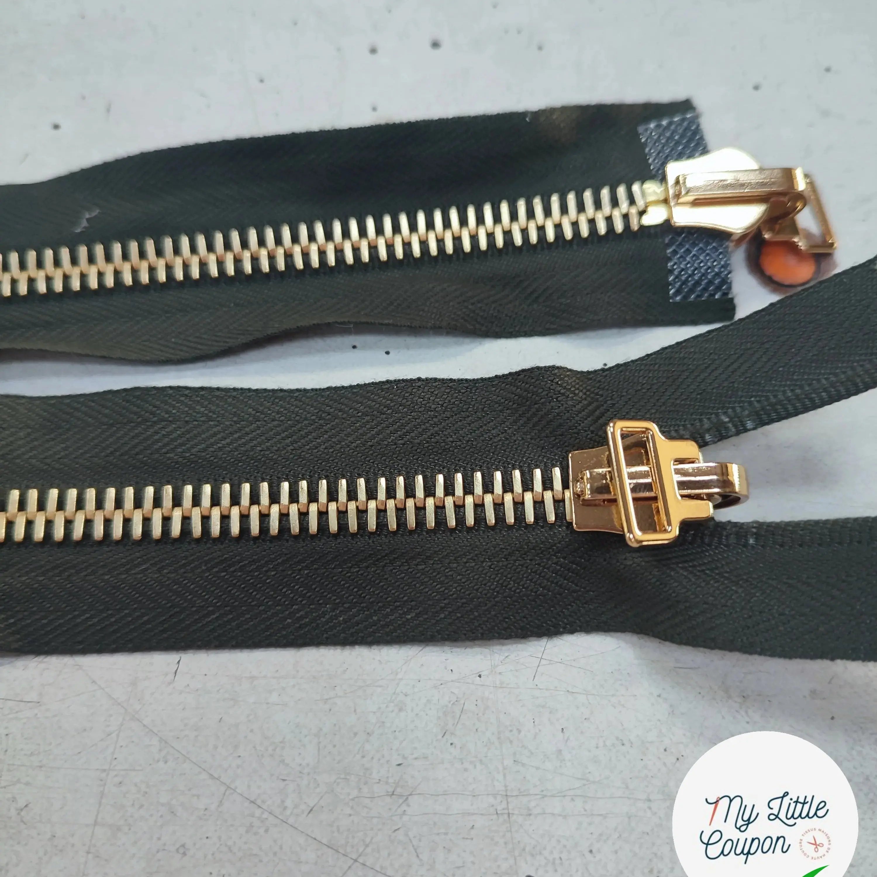 FERMETURE RIRI MÉTAL NON SÉPARABLE DOUBLE ZIP RÉVERSIBLE 110CM VERT KAKI - My Little Coupon