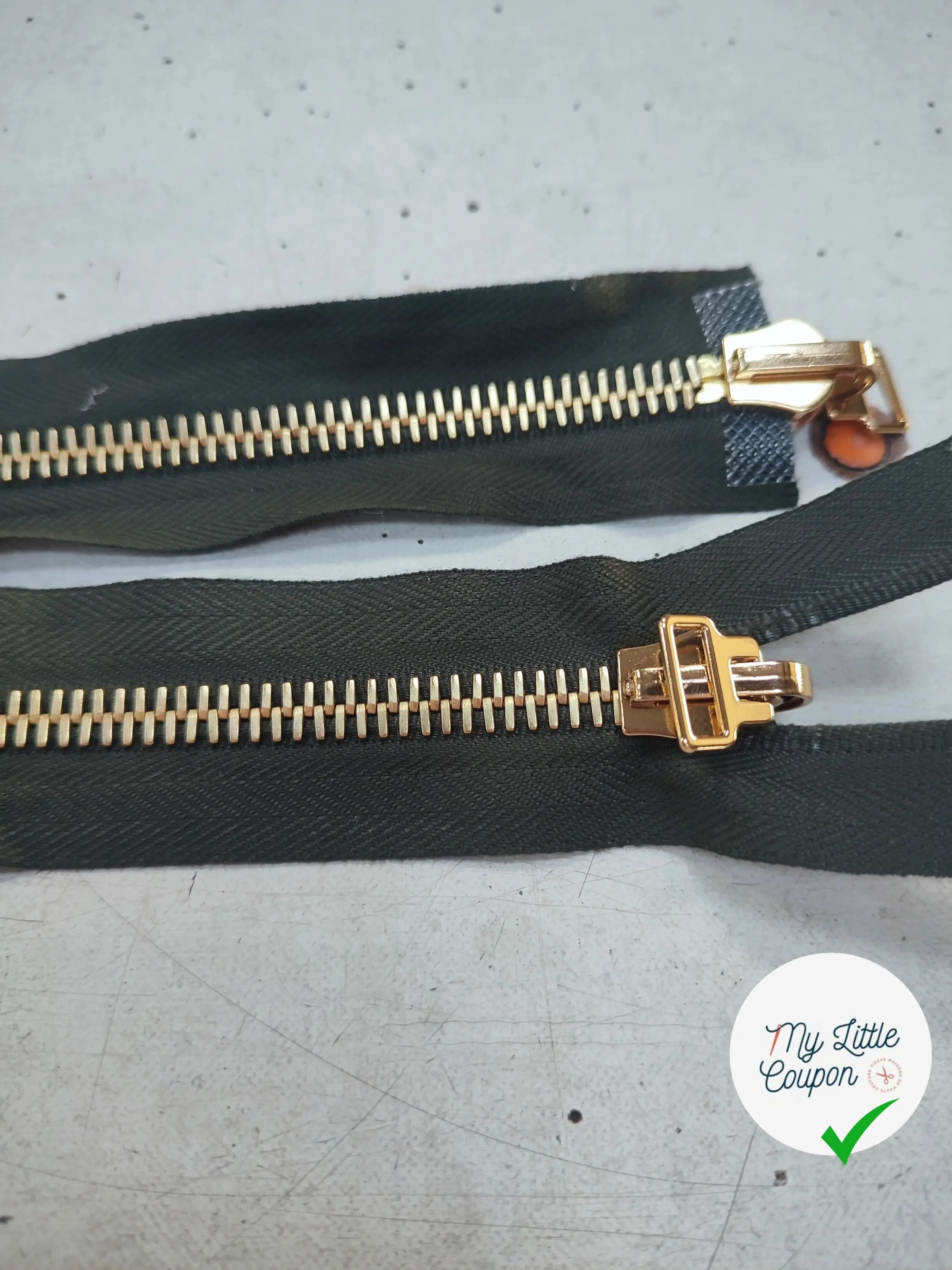 FERMETURE RIRI MÉTAL NON SÉPARABLE DOUBLE ZIP RÉVERSIBLE 110CM VERT KAKI - My Little Coupon