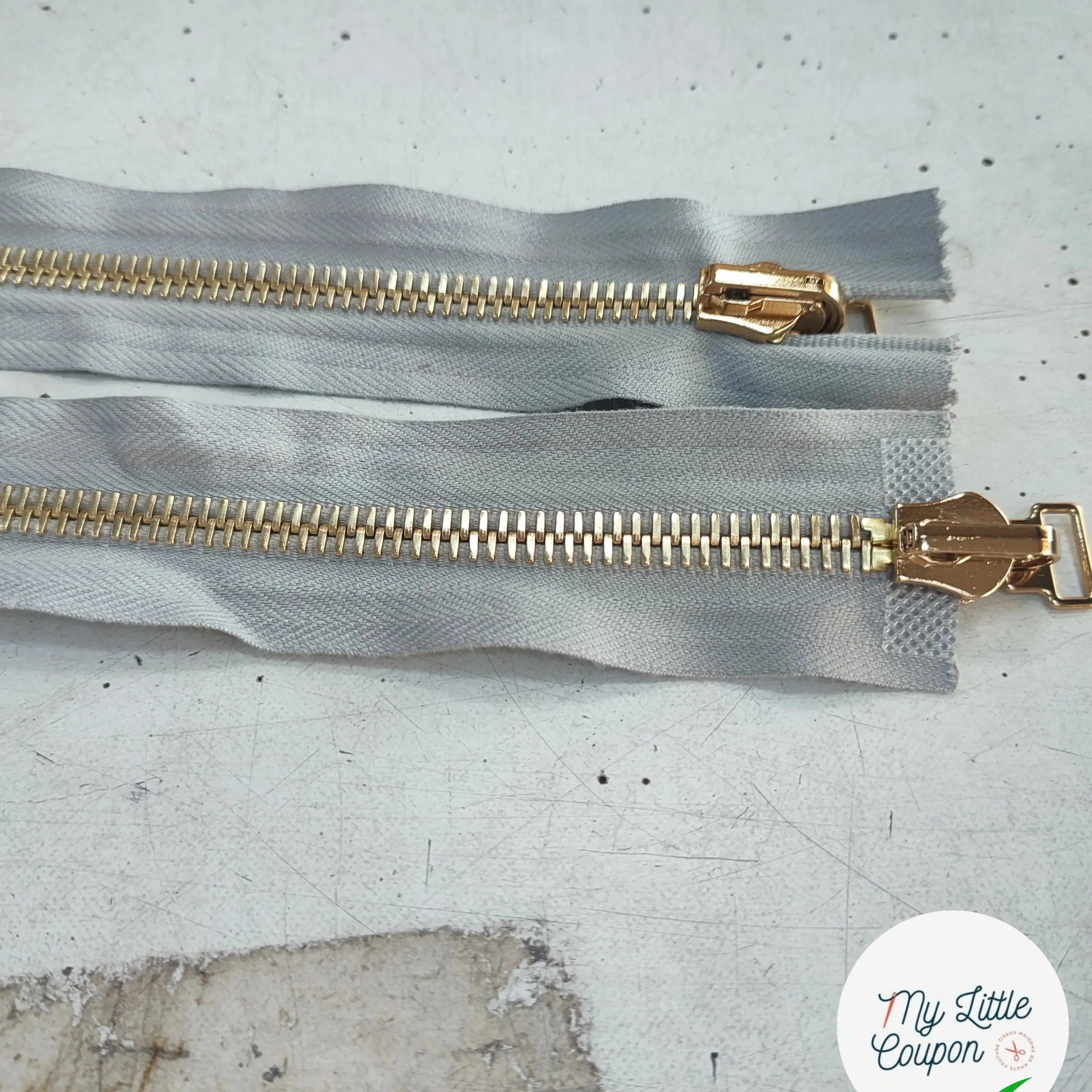 FERMETURE RIRI MÉTAL NON SÉPARABLE DOUBLE ZIP RÉVERSIBLE 60CM - My Little Coupon