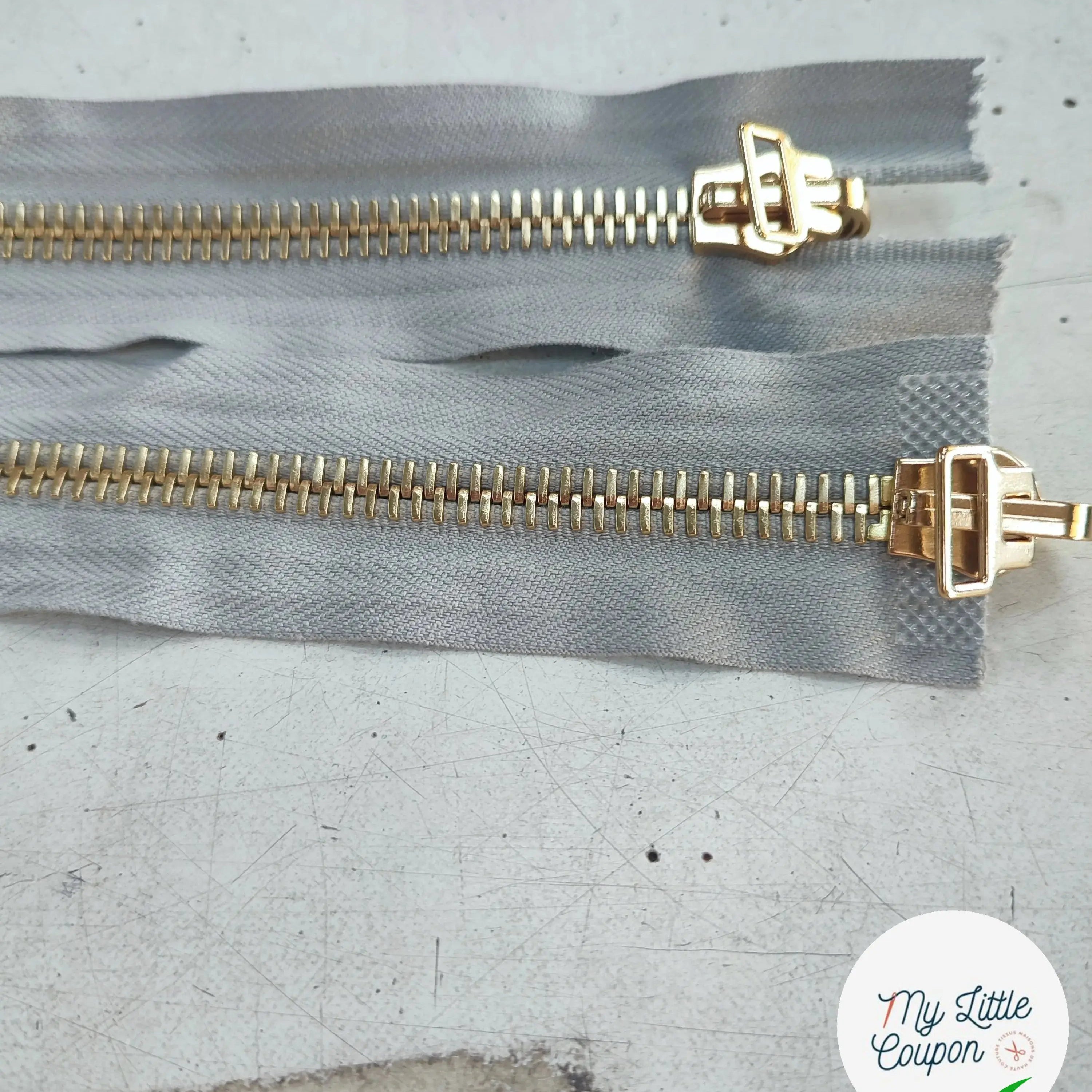 FERMETURE RIRI MÉTAL NON SÉPARABLE DOUBLE ZIP RÉVERSIBLE 60CM - My Little Coupon