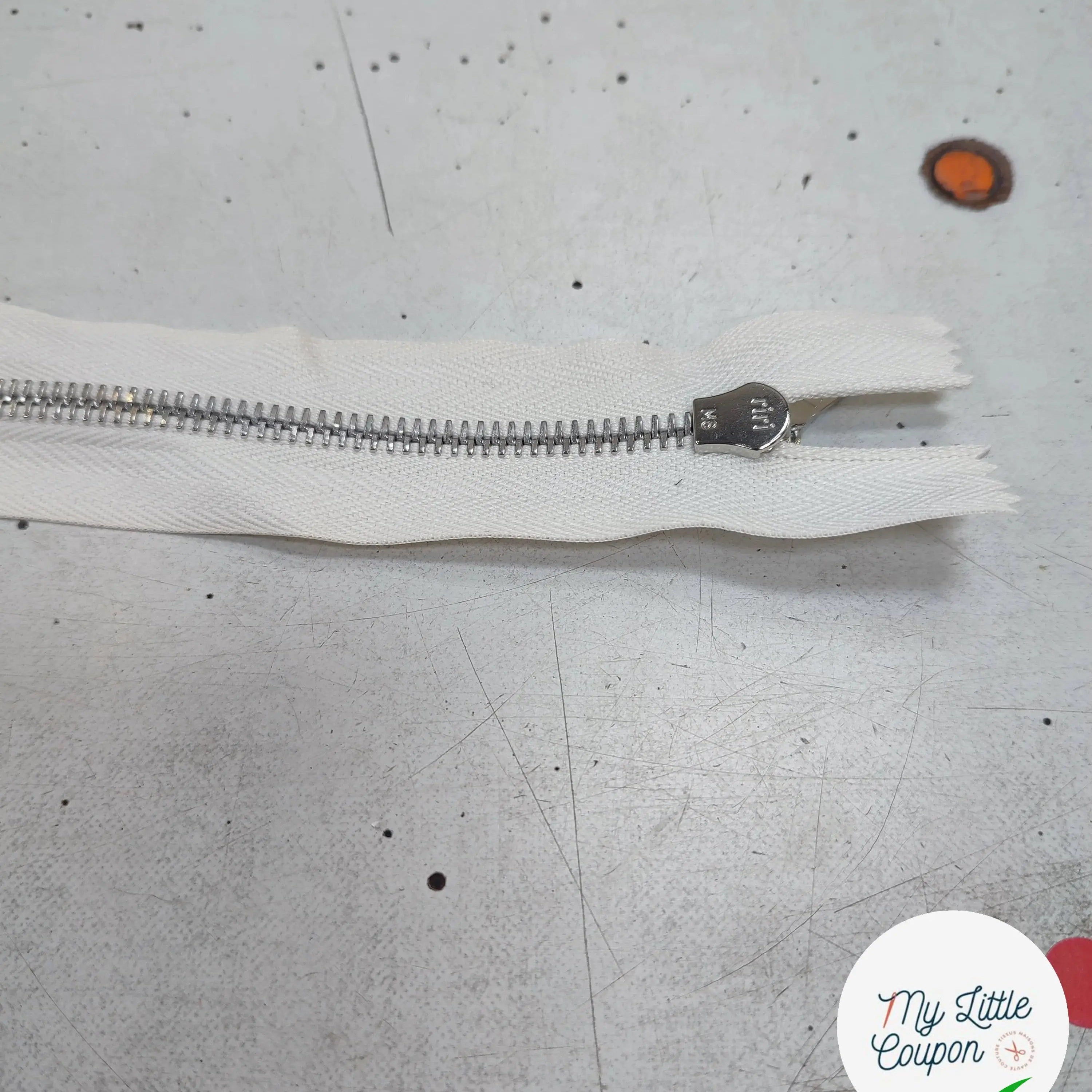 FERMETURE RIRI METAL NON SÉPARABLE 15CM BLANC M6 - My Little Coupon