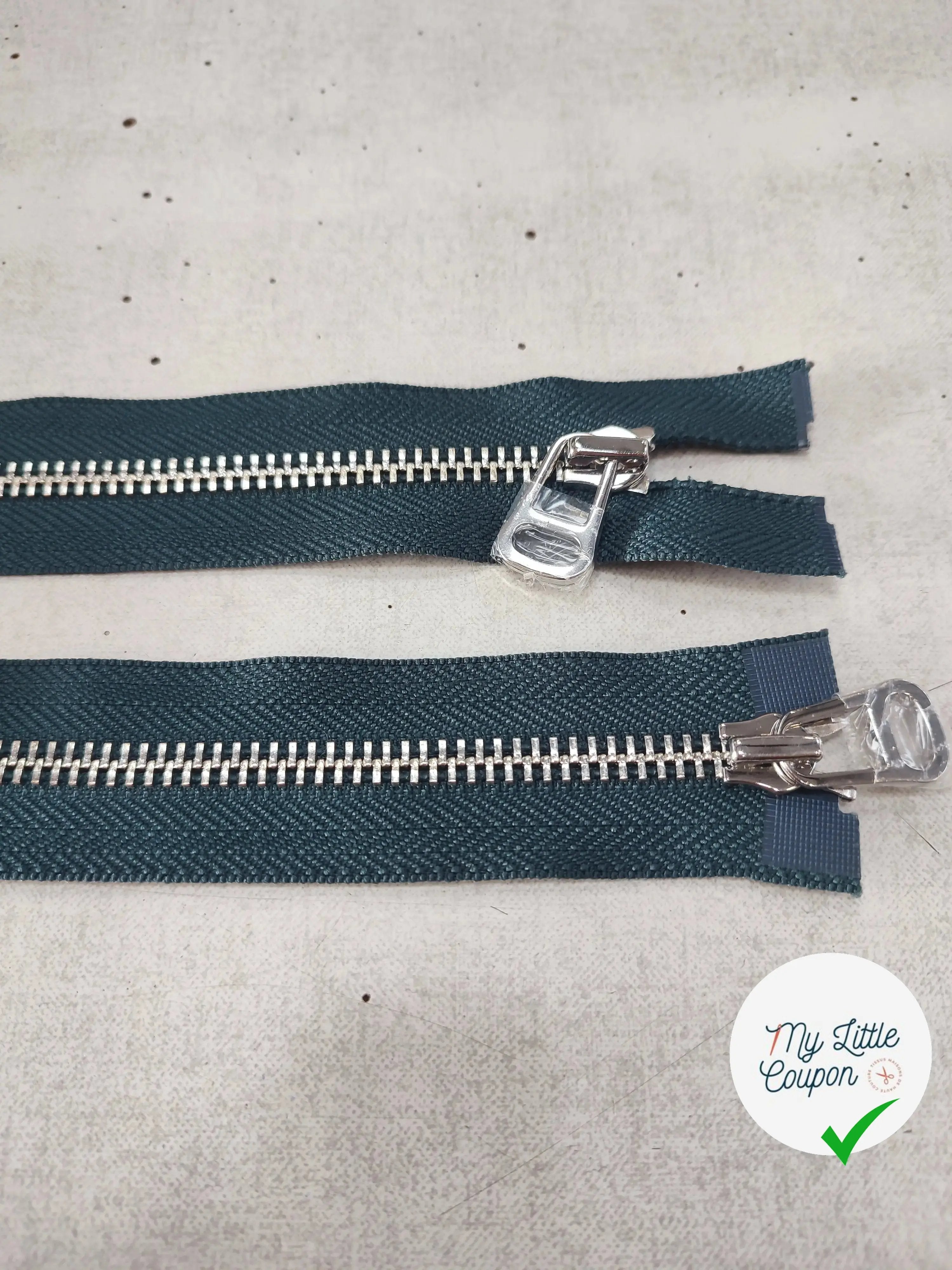 FERMETURE RIRI METAL NON SÉPARABLE DOUBLE CHEMINS 100CM VERT BLEU FONCÉ - My Little Coupon
