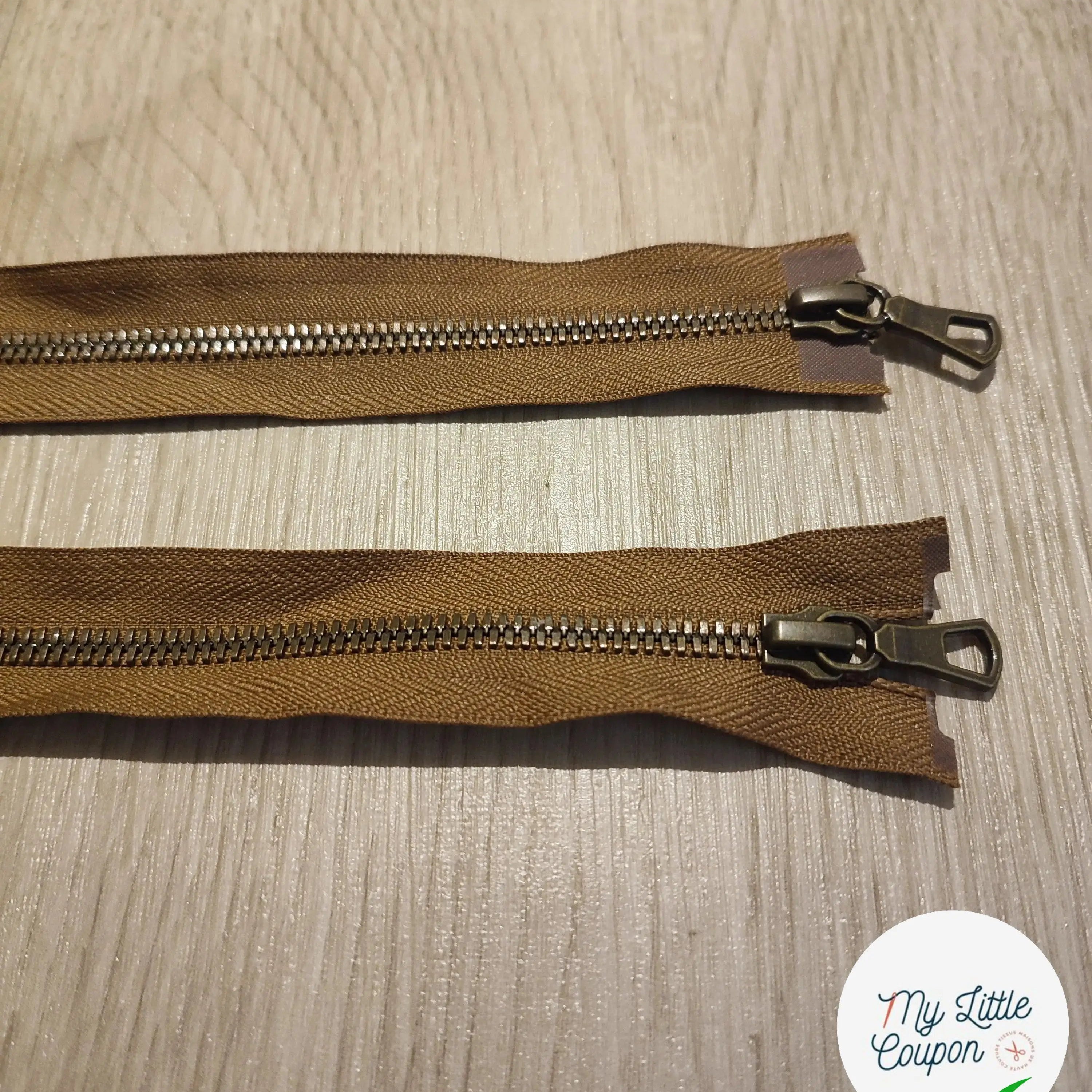 FERMETURE RIRI METAL NON SÉPARABLE DOUBLE CHEMINS 90CM MARRON - My Little Coupon