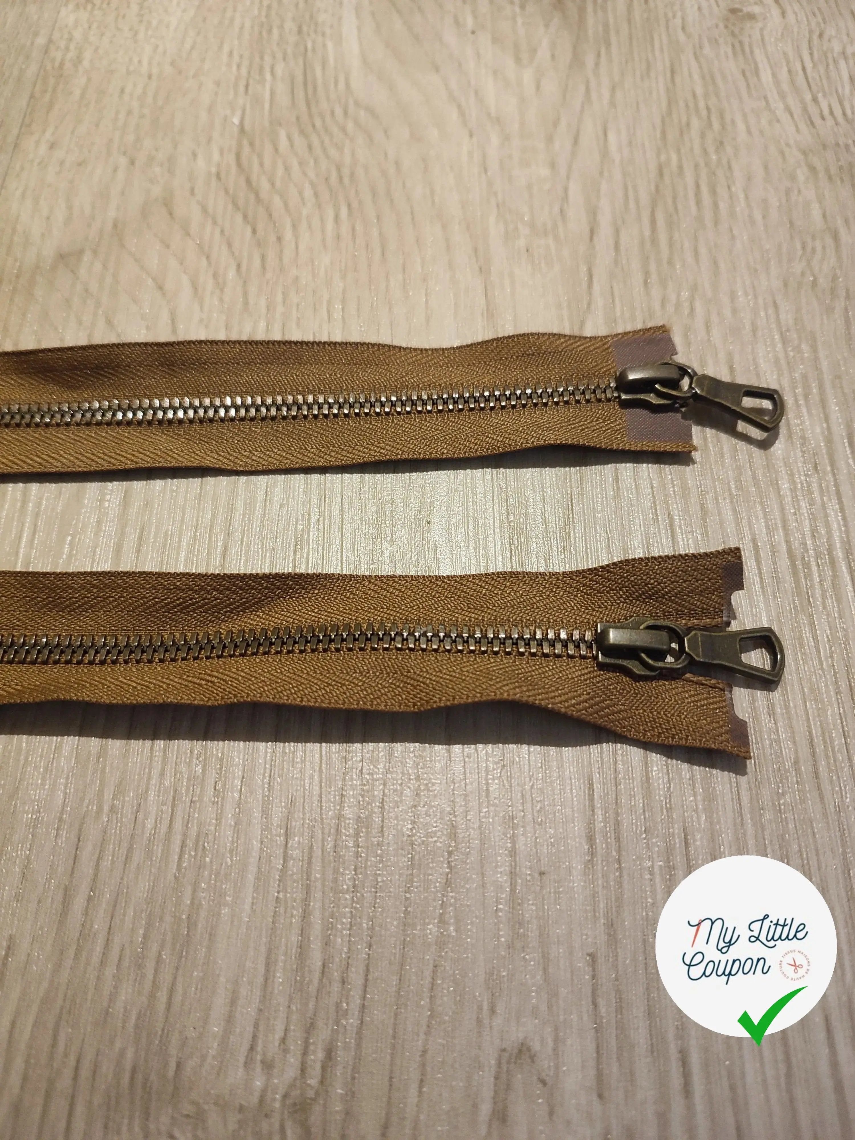 FERMETURE RIRI METAL NON SÉPARABLE DOUBLE CHEMINS 90CM MARRON - My Little Coupon