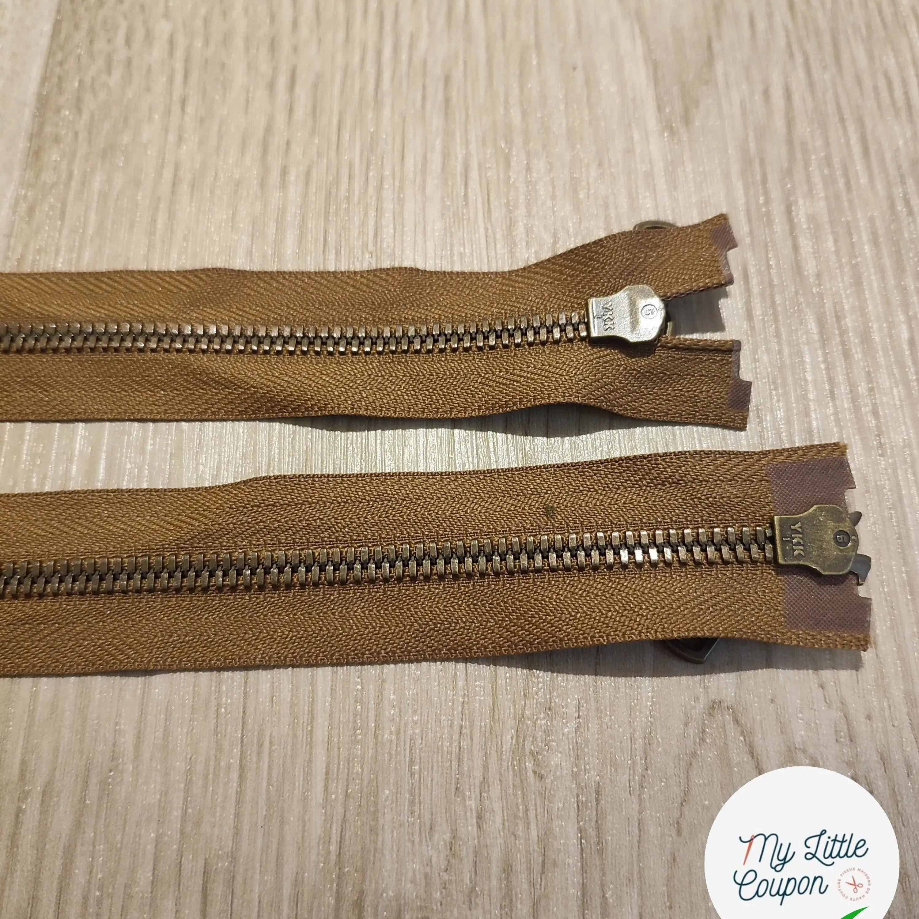 FERMETURE RIRI METAL NON SÉPARABLE DOUBLE CHEMINS 90CM MARRON - My Little Coupon