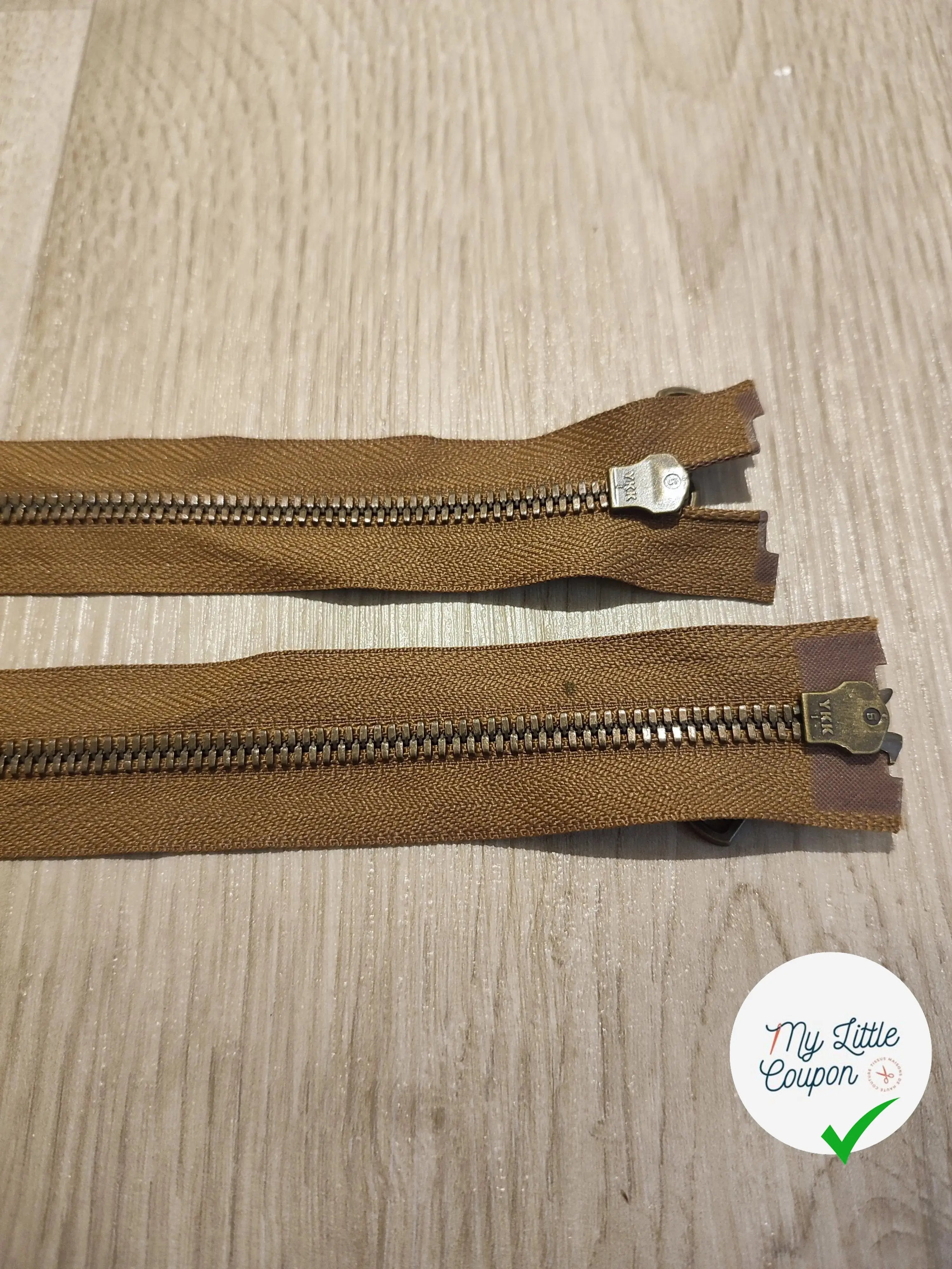 FERMETURE RIRI METAL NON SÉPARABLE DOUBLE CHEMINS 90CM MARRON - My Little Coupon