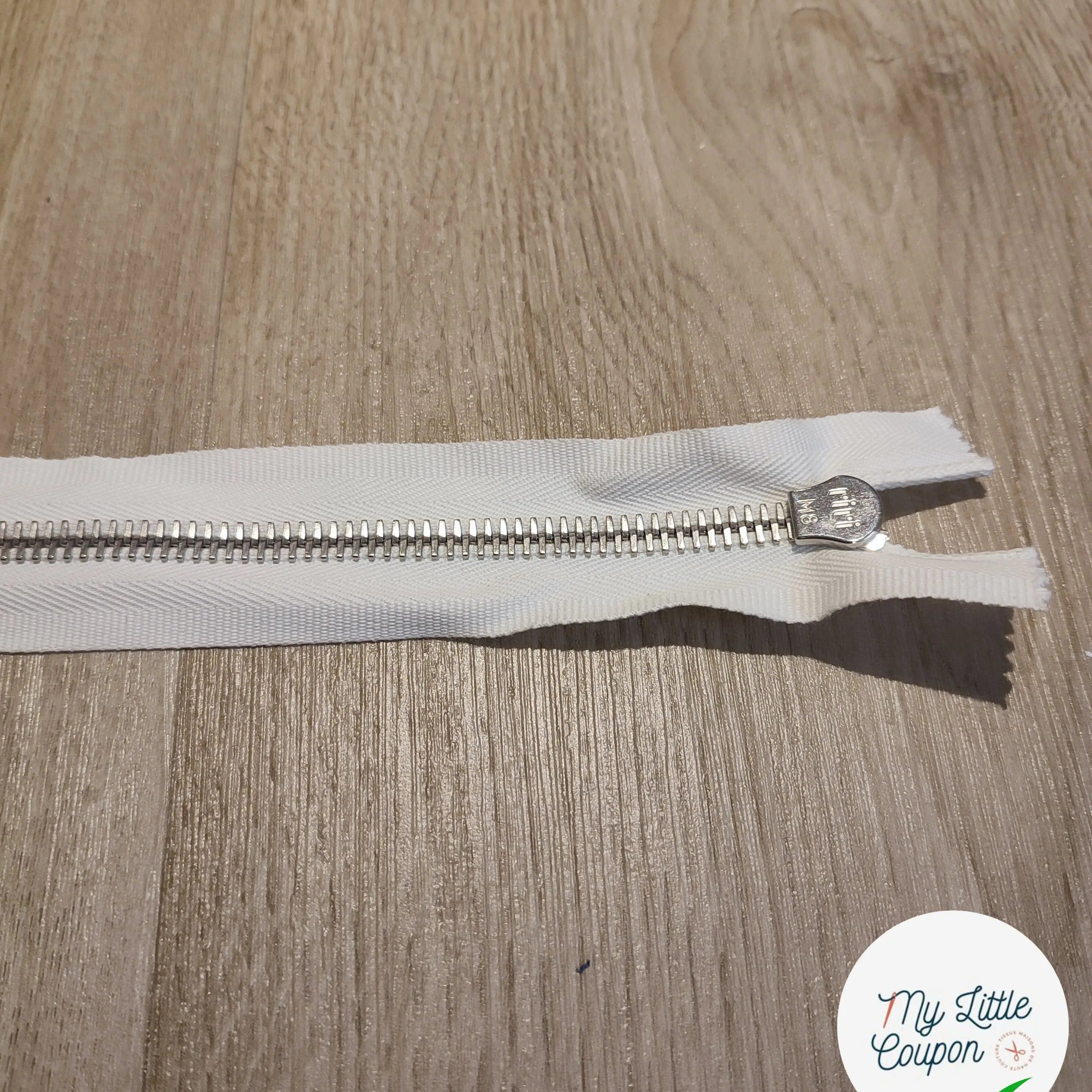 FERMETURE RIRI METAL SEPARABLE 80CM BLANC M8 - My Little Coupon