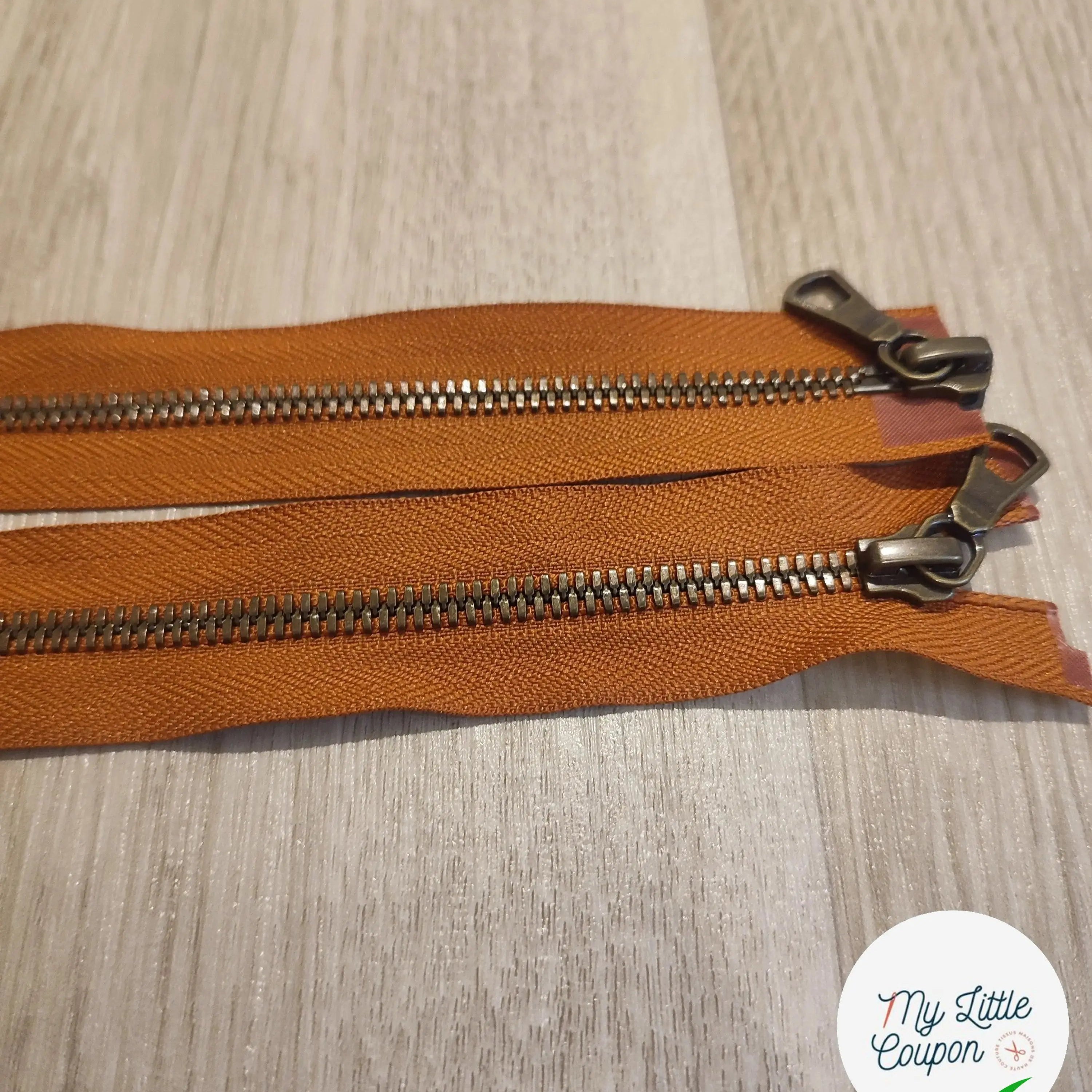 FERMETURE RIRI METAL NON SÉPARABLE DOUBLE CHEMINS 90CM MARRIN NOISETTE - My Little Coupon