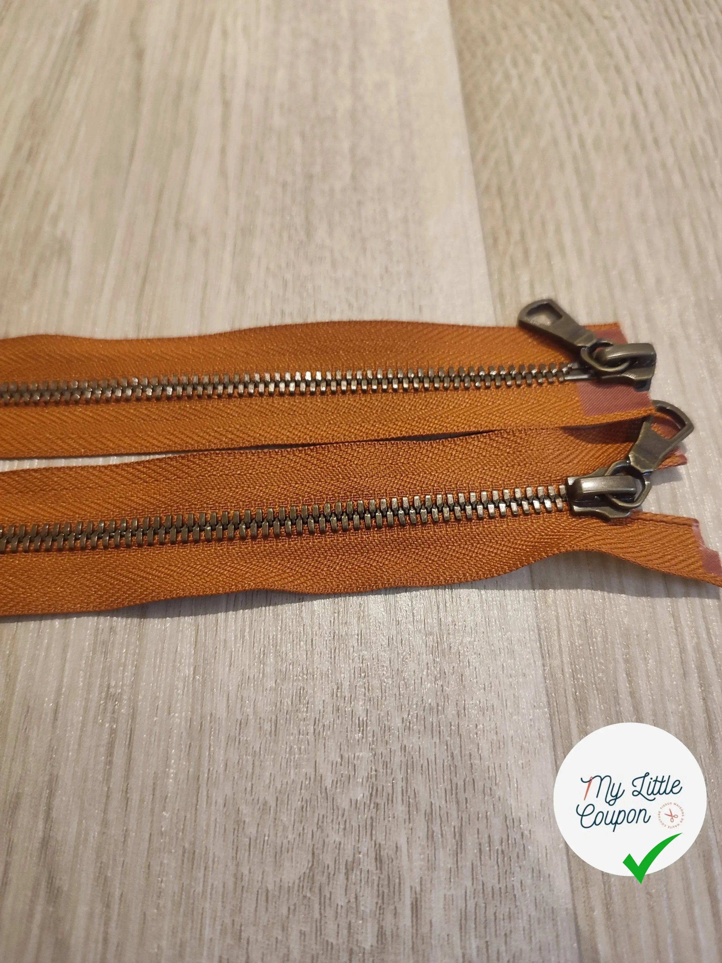 FERMETURE RIRI METAL NON SÉPARABLE DOUBLE CHEMINS 90CM MARRIN NOISETTE - My Little Coupon