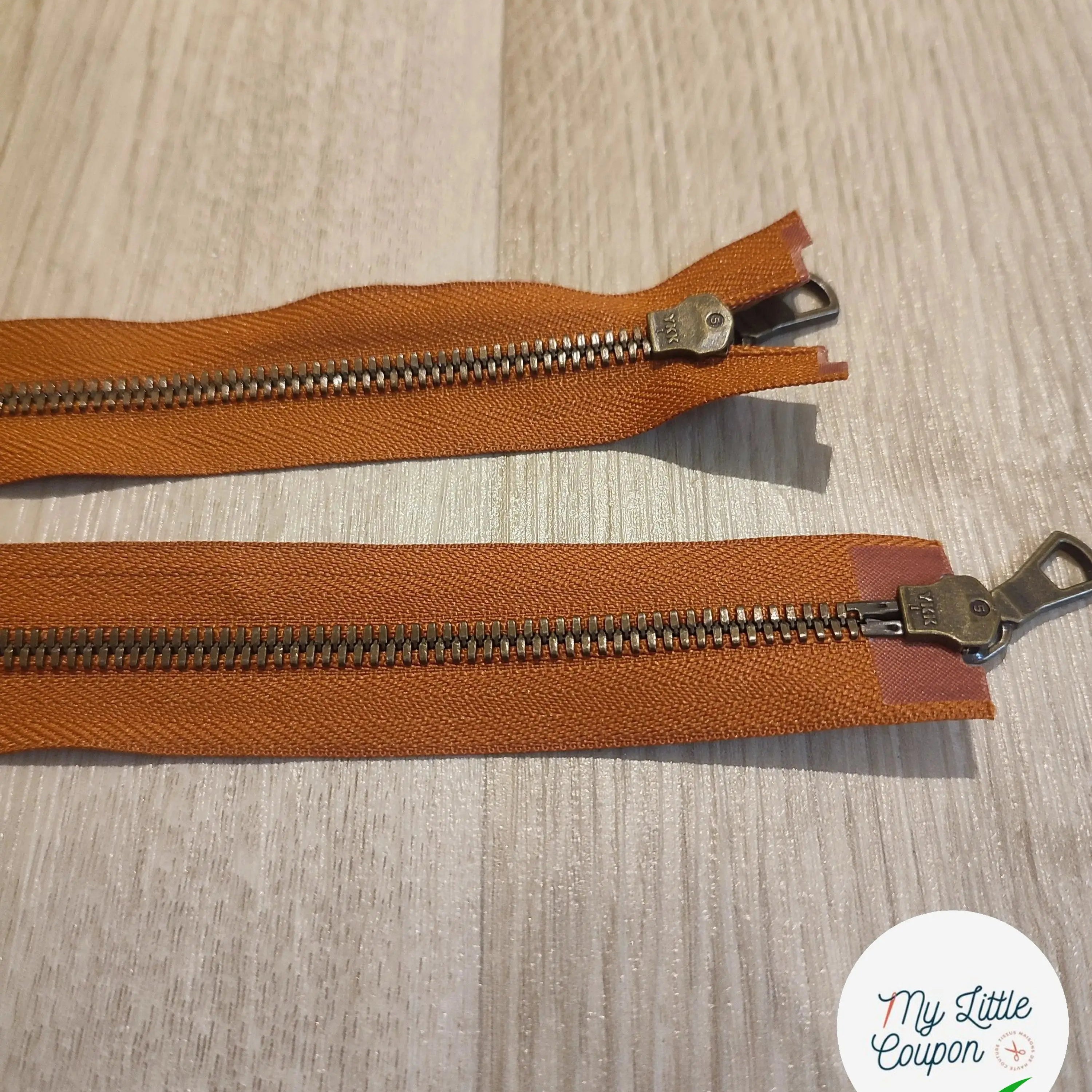 FERMETURE RIRI METAL NON SÉPARABLE DOUBLE CHEMINS 90CM MARRIN NOISETTE - My Little Coupon