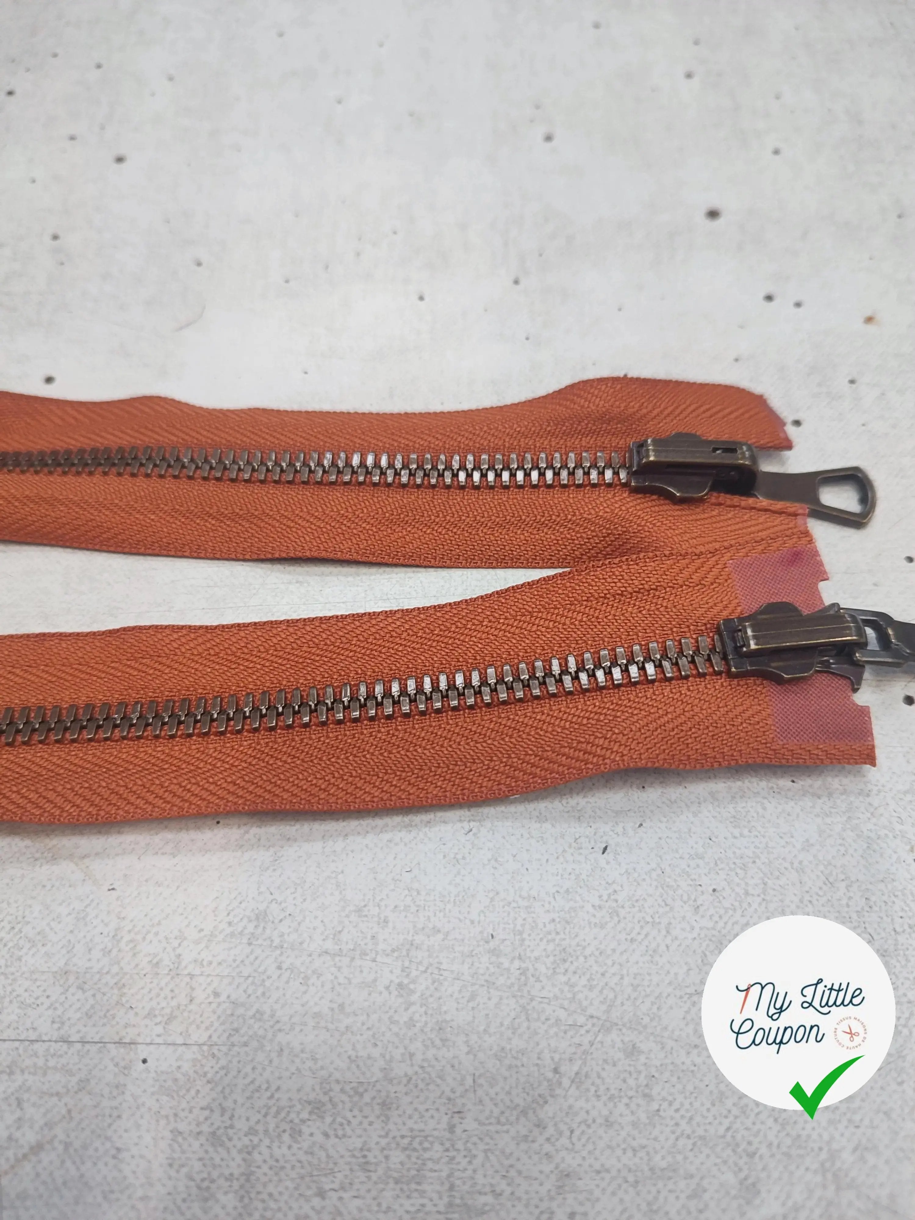 FERMETURE RIRI MÉTAL SÉPARABLE 85CM MARRON CITROUILLE - My Little Coupon