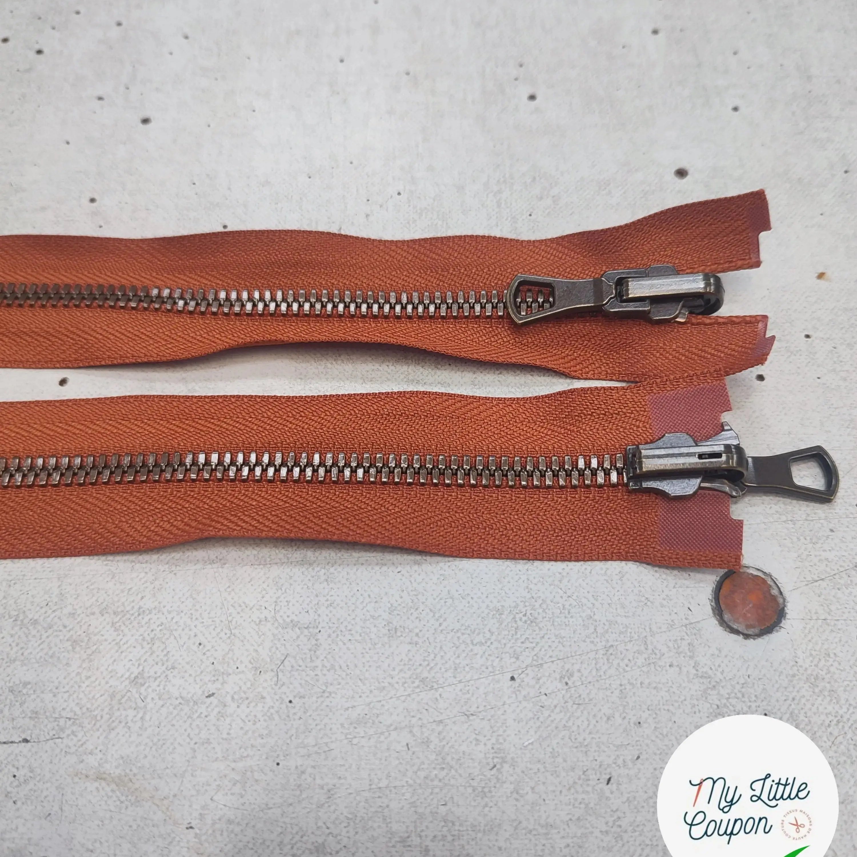 FERMETURE RIRI MÉTAL SÉPARABLE 85CM MARRON CITROUILLE - My Little Coupon