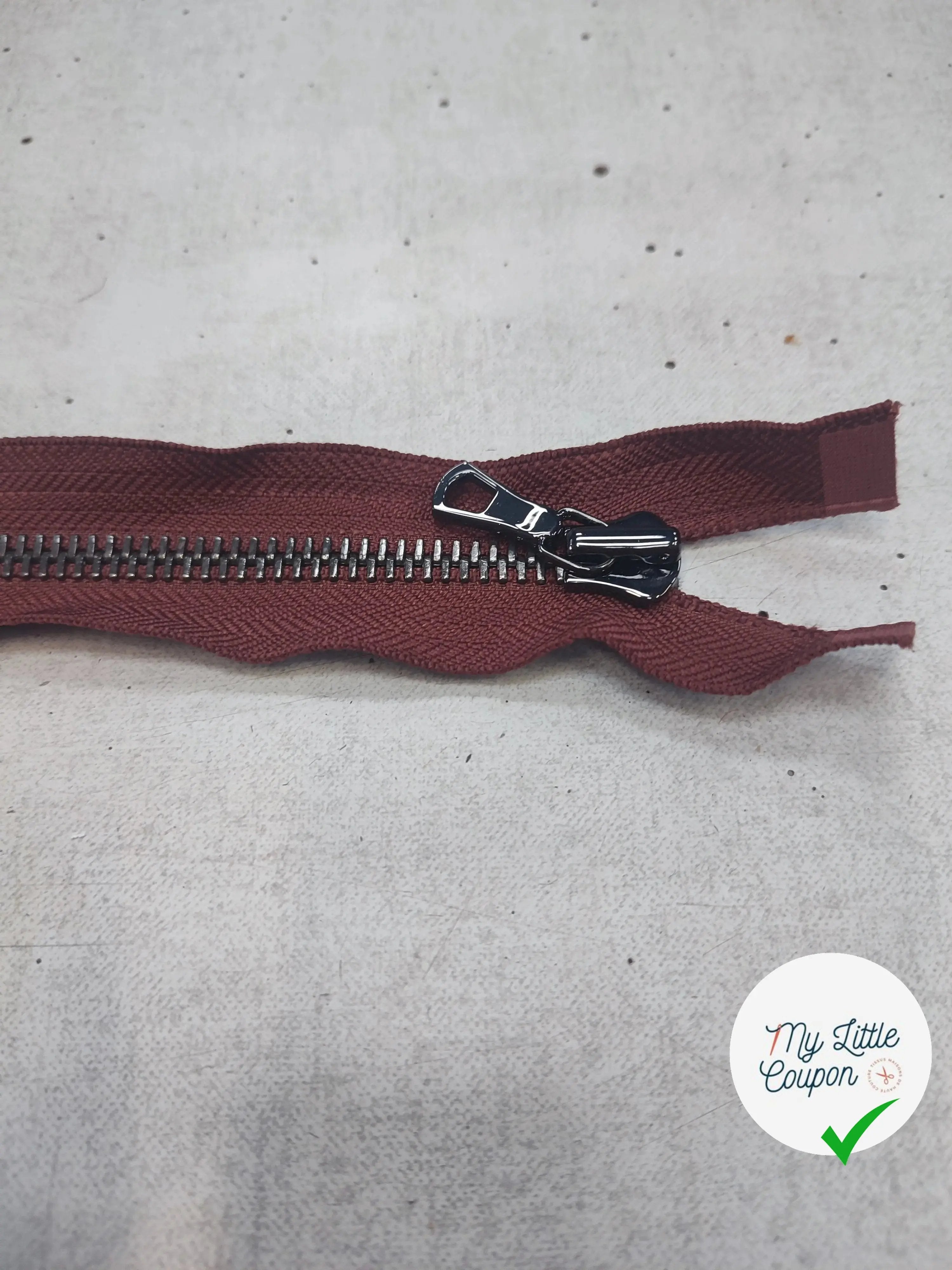 FERMETURE RIRI MÉTAL SÉPARABLE 60CM MARRON FONCÉ - My Little Coupon