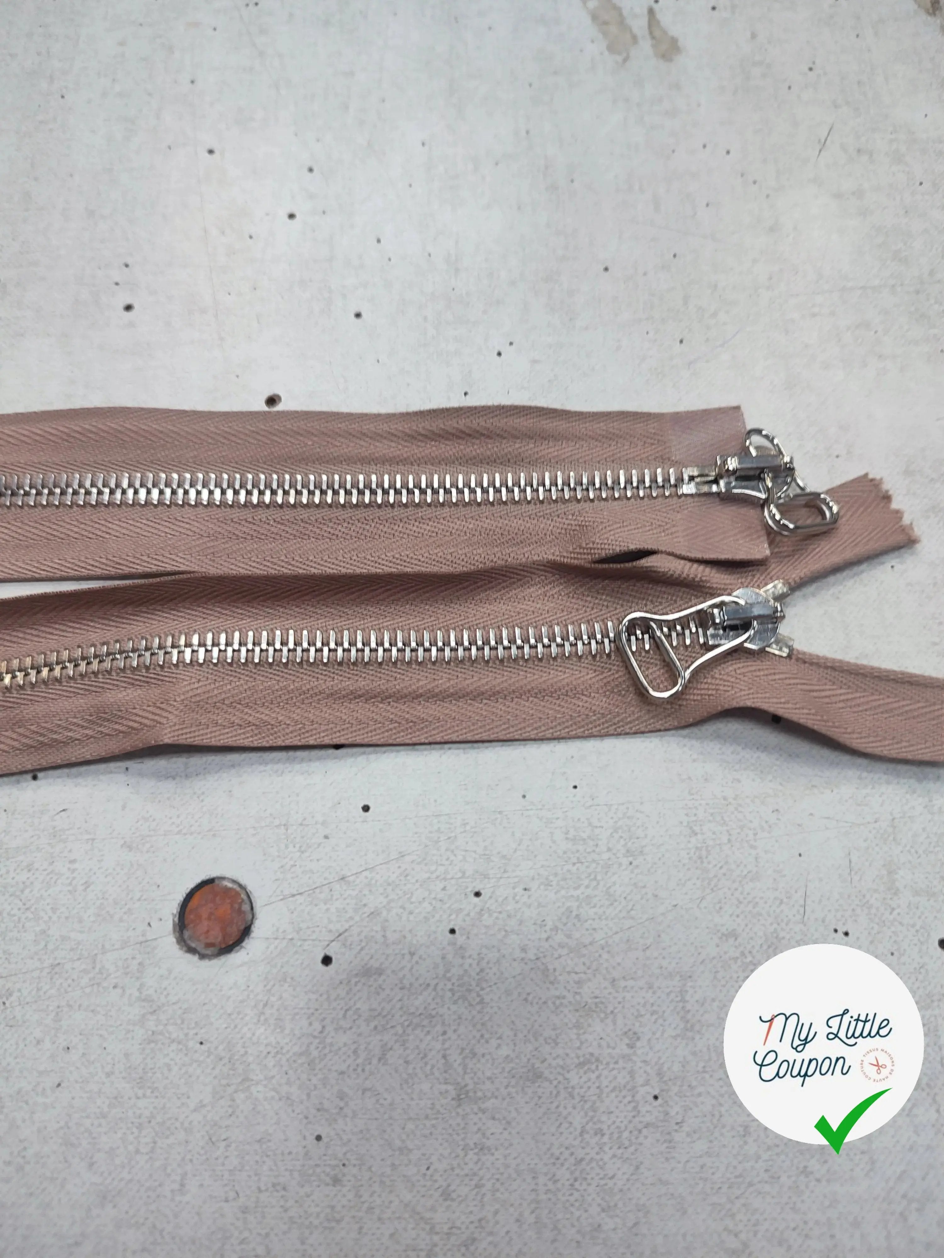 FERMETURE RIRI METAL SÉPARABLE DOUBLE ZIP 70CM MARRON BEIGE M6 - My Little Coupon