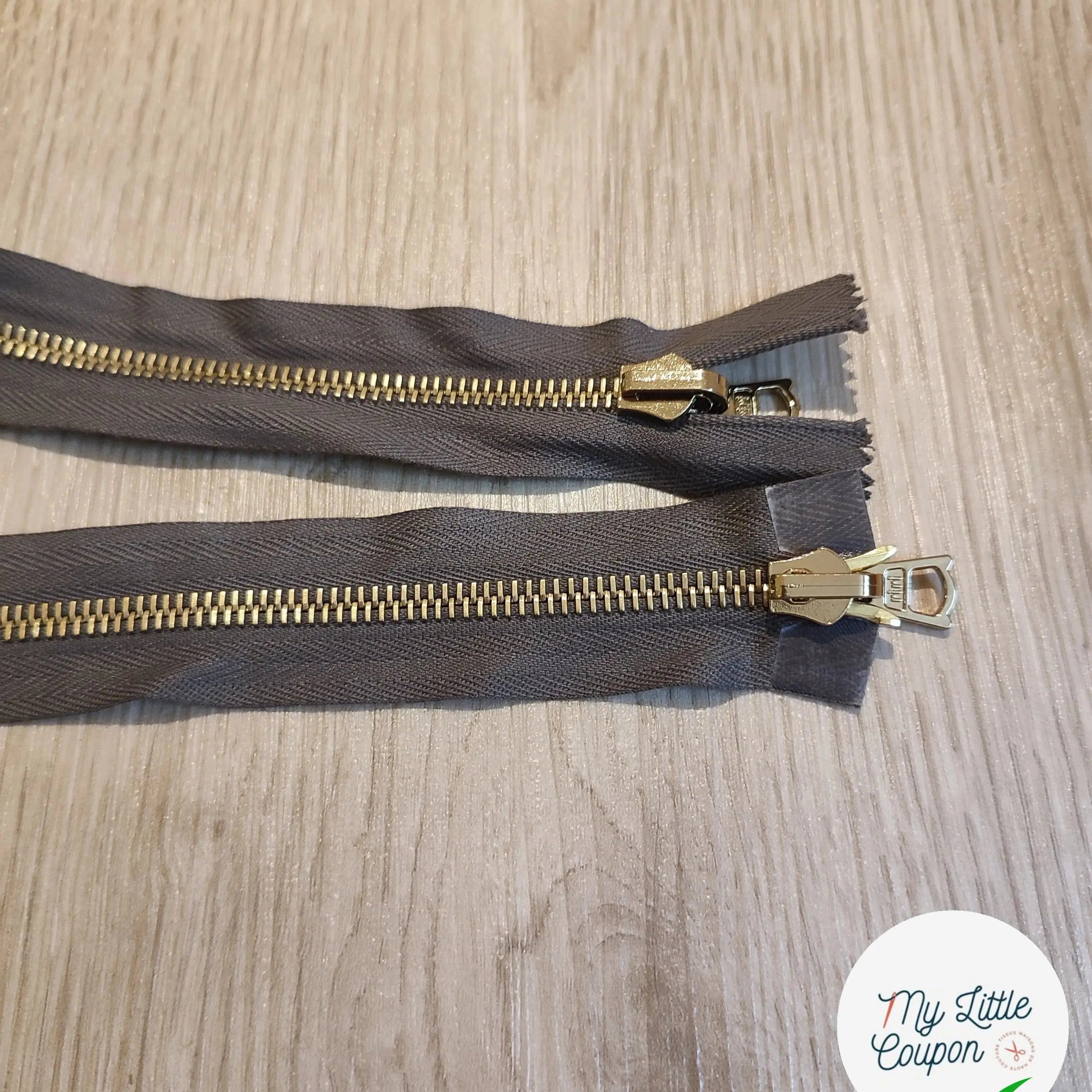 FERMETURE RIRI METAL SÉPARABLE DOUBLE CHEMINS RÉVERSIBLE 95CM MARRON FONCÉ - My Little Coupon