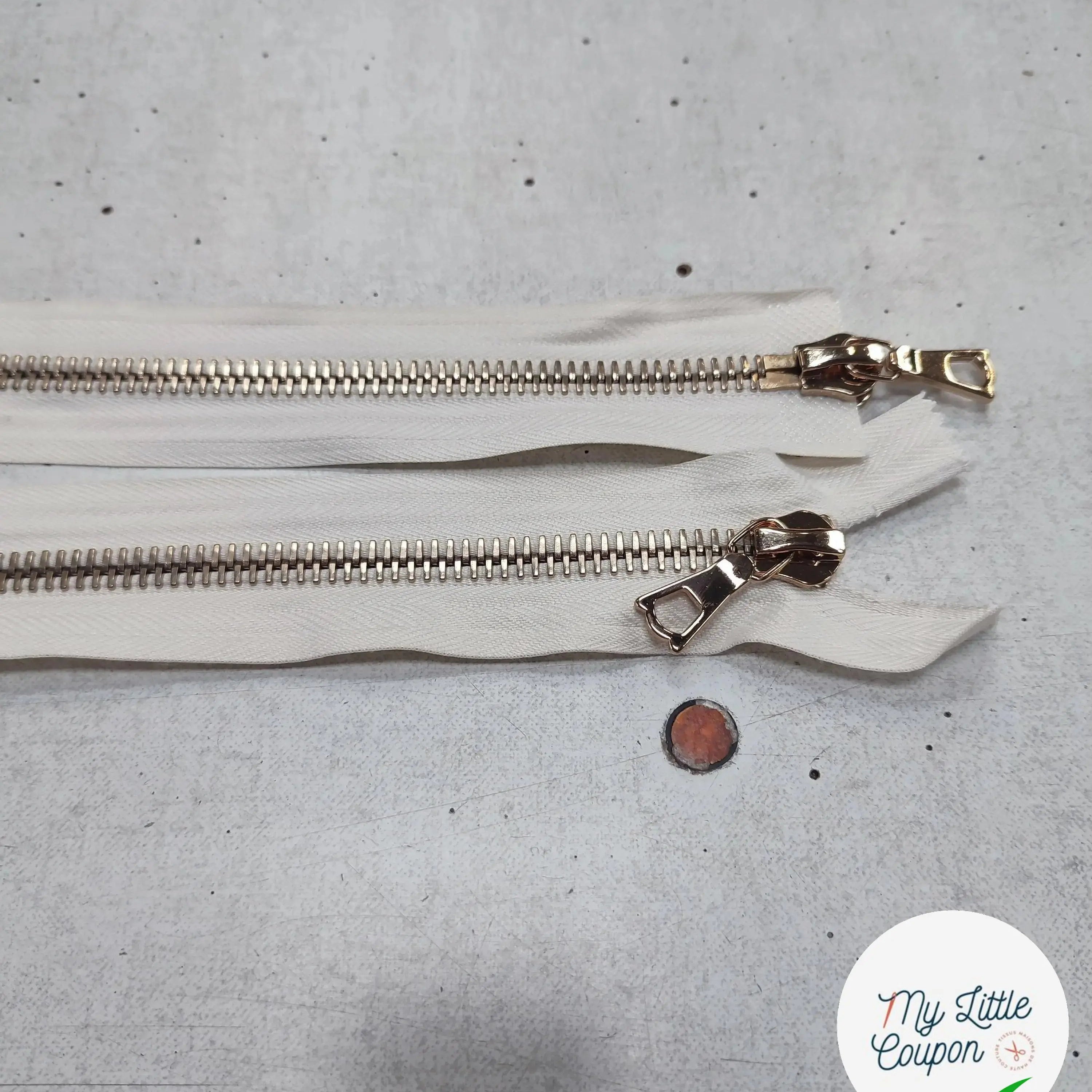 FERMETURE RIRI METAL NON SÉPARABLE DOUBLE CHEMIN BLANC CRÈME 100CM M8 - My Little Coupon