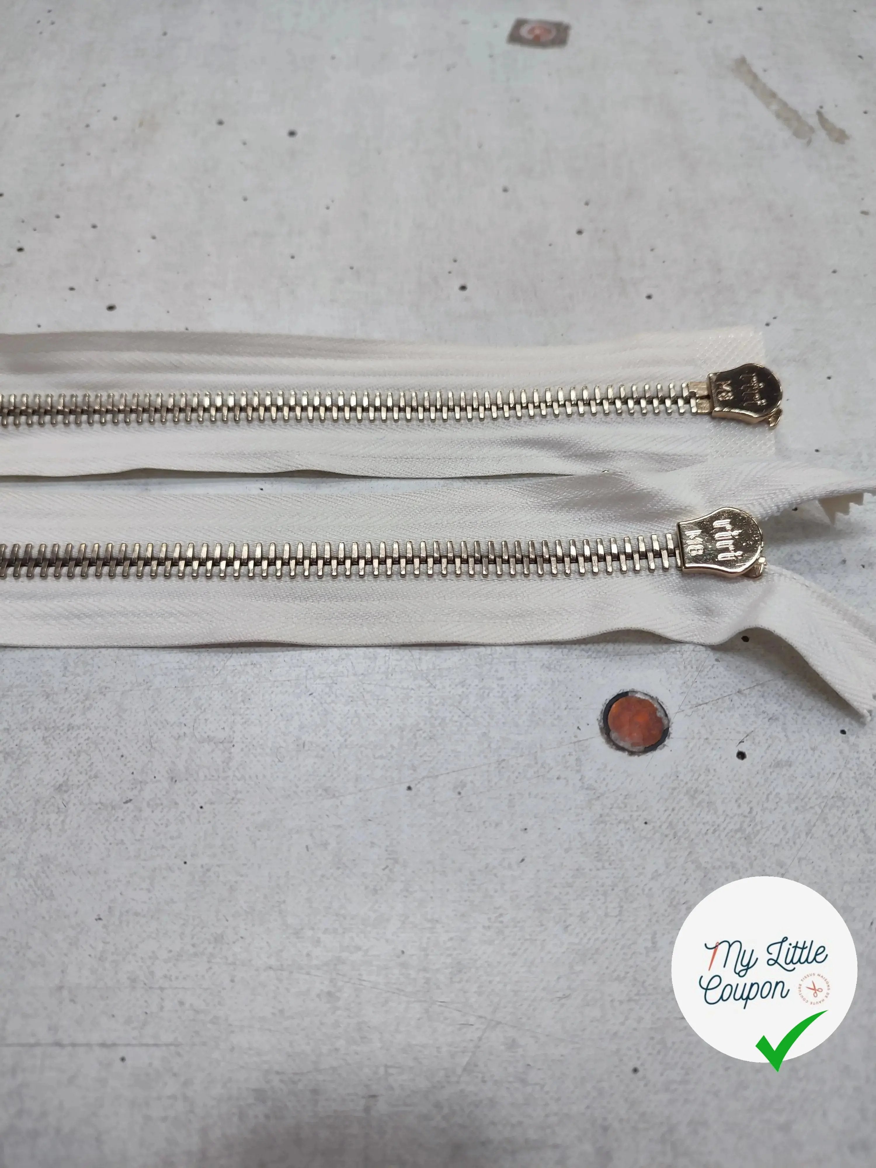 FERMETURE RIRI METAL NON SÉPARABLE DOUBLE CHEMIN BLANC CRÈME 100CM M8 - My Little Coupon