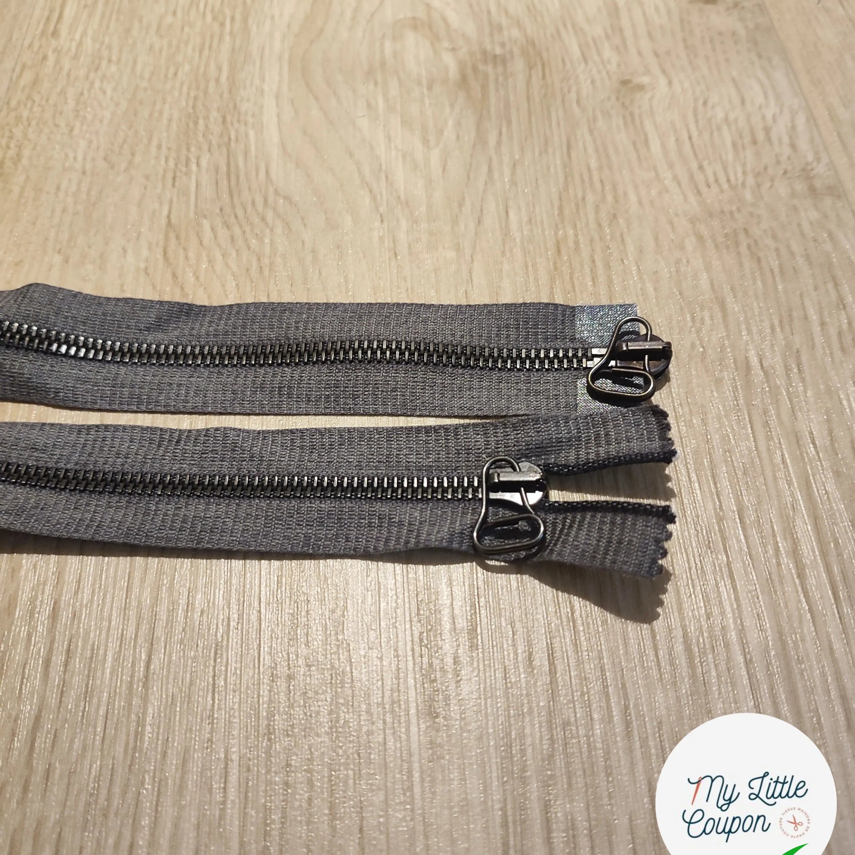 FERMETURE RIRI METAL SEPARABLE DOUBLE CHEMINS 80CM GRIS À CARREAUX M6 - My Little Coupon