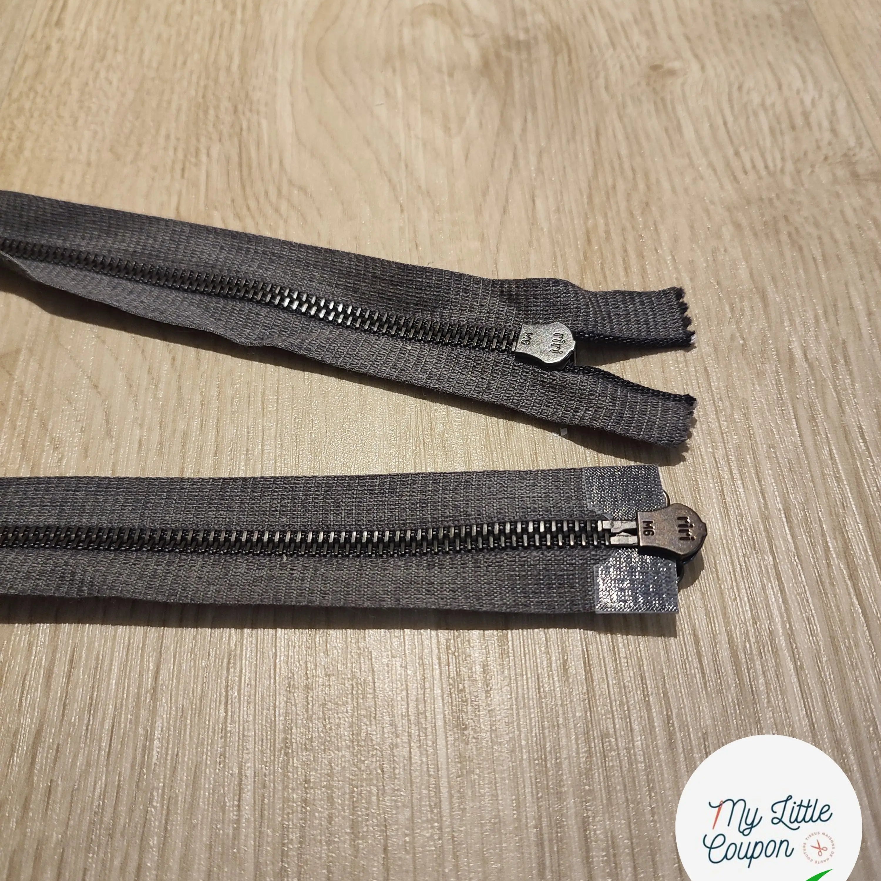 FERMETURE RIRI METAL SEPARABLE DOUBLE CHEMINS 80CM GRIS À CARREAUX M6 - My Little Coupon