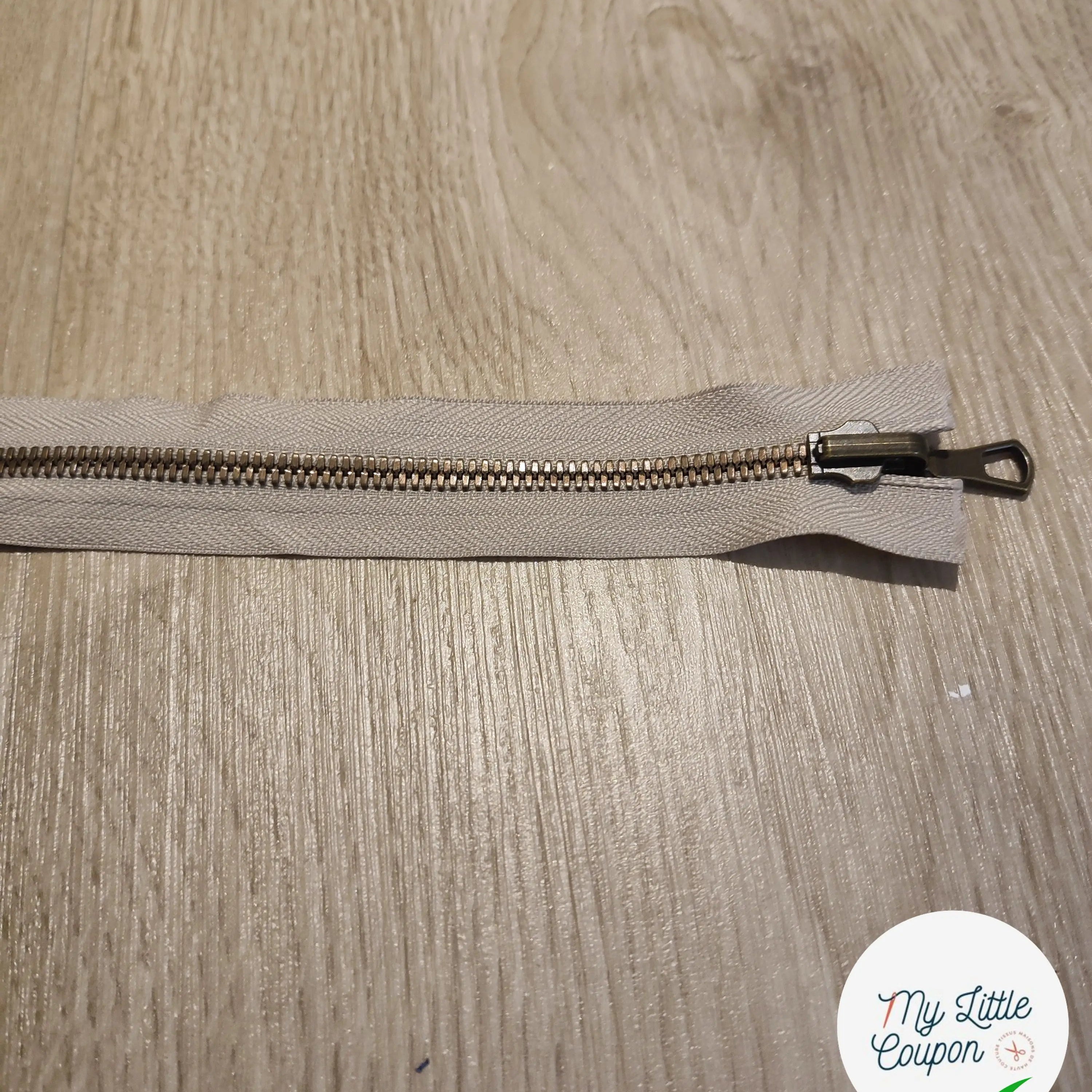 FERMETURE RIRI METAL SEPARABLE DOUBLE CHEMINS RÉVERSIBLE 70CM BEIGE - My Little Coupon