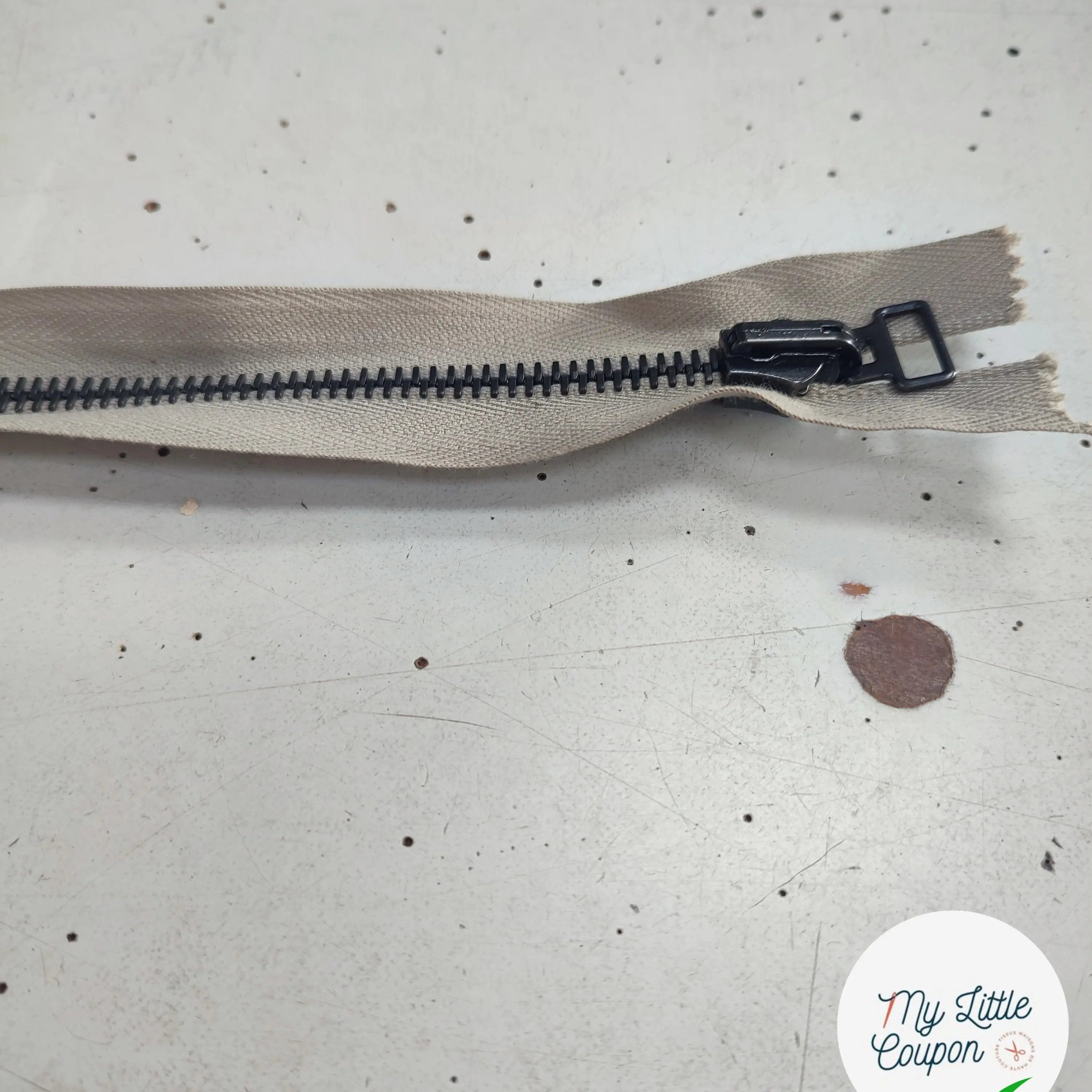 FERMETURE RIRI METAL SÉPARABLE RÉVERSIBLE 62 CM BEIGE GRIS - My Little Coupon