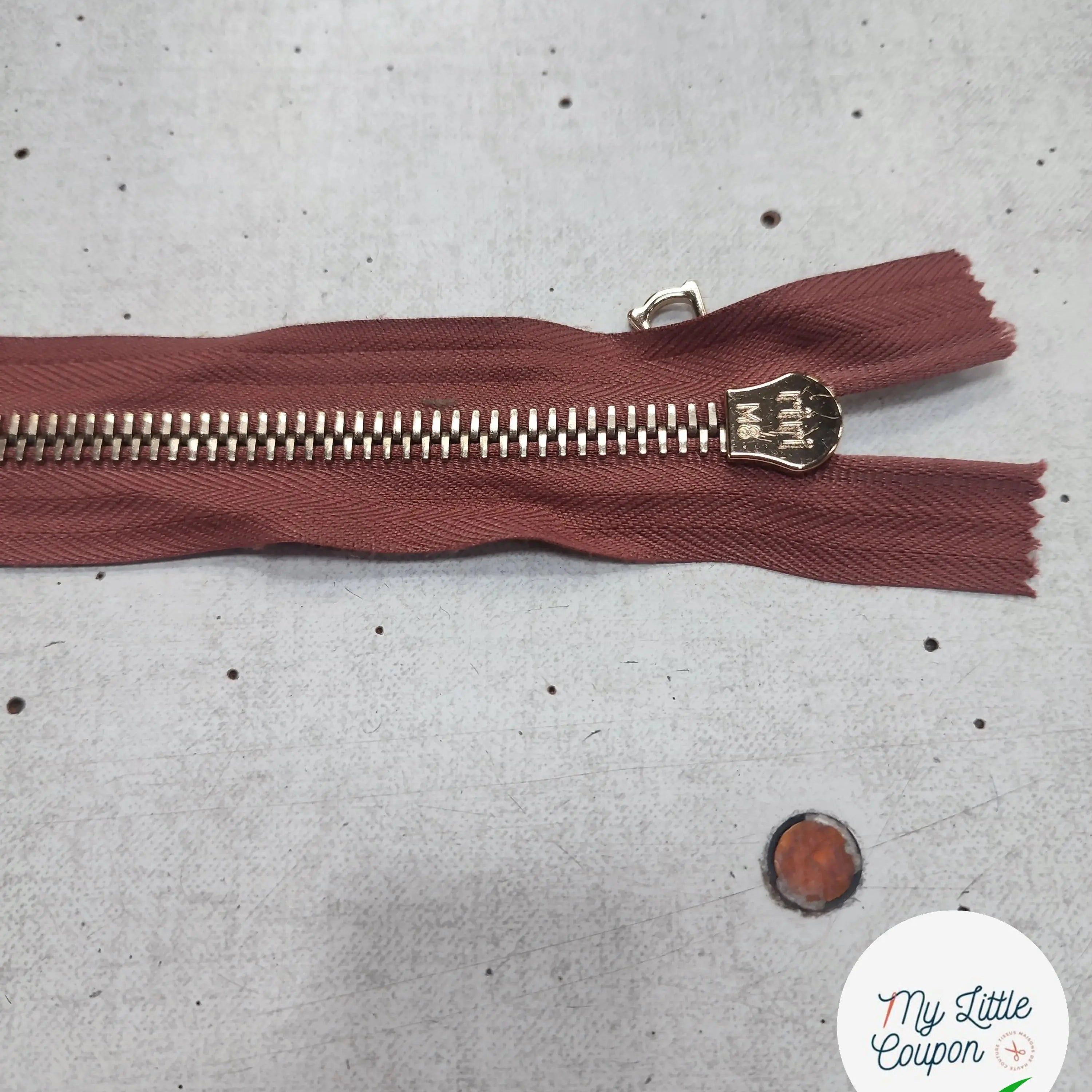FERMETURE RIRI METAL NON SÉPARABLE 20CM MARRON BORDEAUX M8 - My Little Coupon