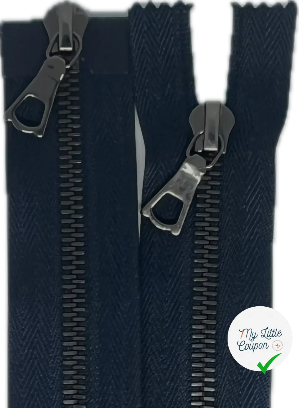 FERMETURE RIRI METAL SOMBRE DOUBLE VOIES 90CM M6 BLEU FONCÉ - My Little Coupon