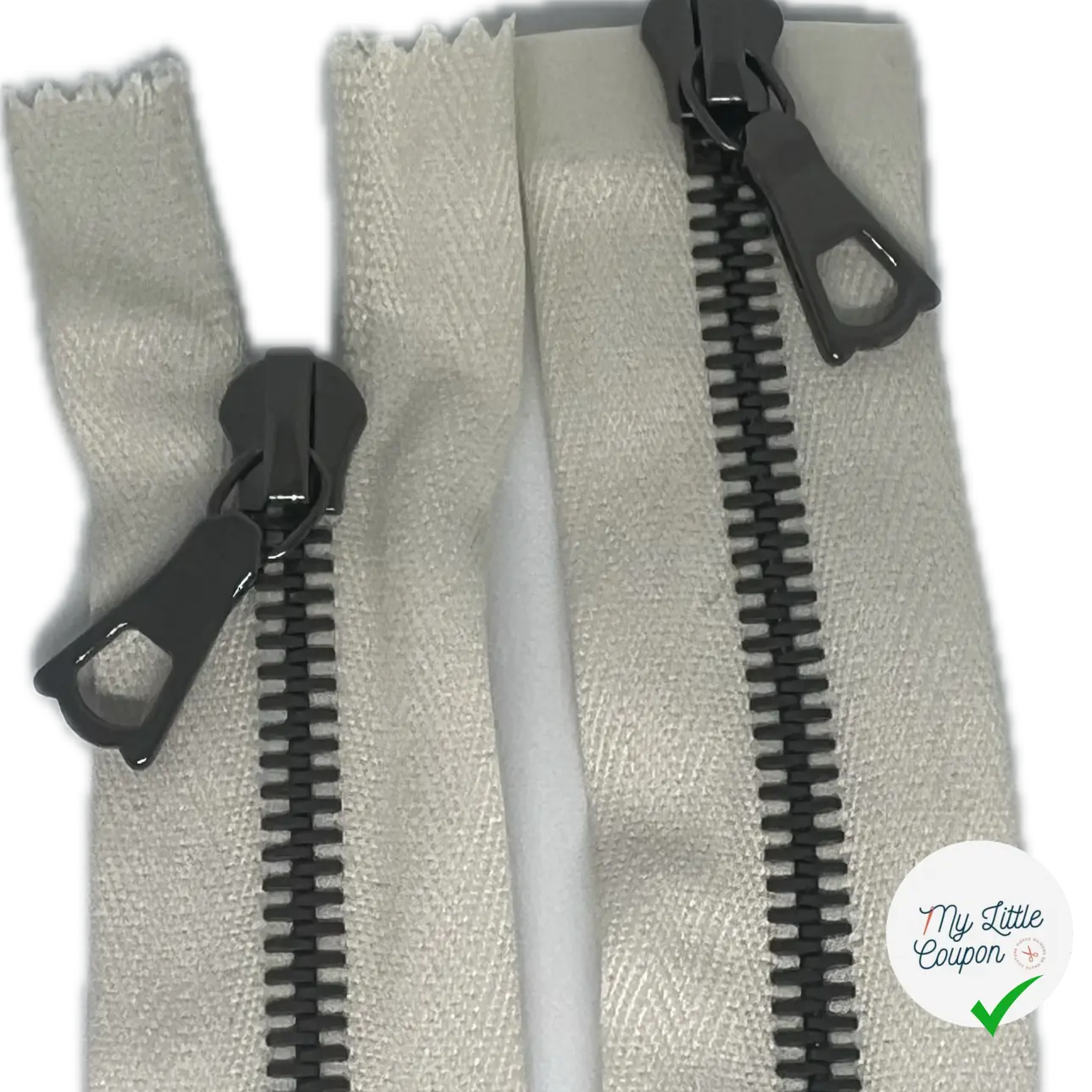 FERMETURE RIRI METAL SOMBRE DOUBLE VOIES 90CM M6 BLANCHE - My Little Coupon