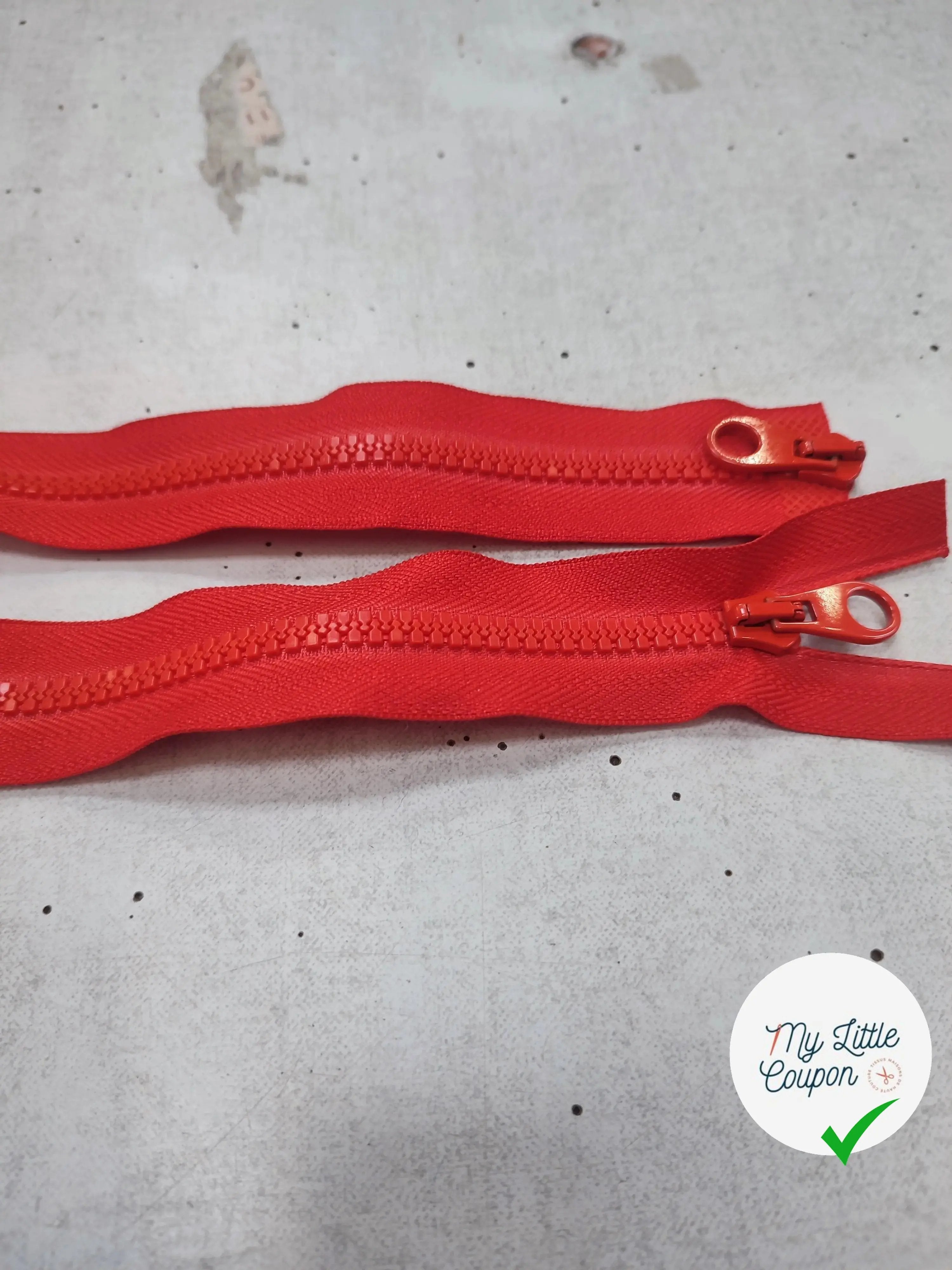 FERMETURE RIRI PLASTIQUE NON SÉPARABLE DOUBLE ZIP 100CM ROUGE - My Little Coupon