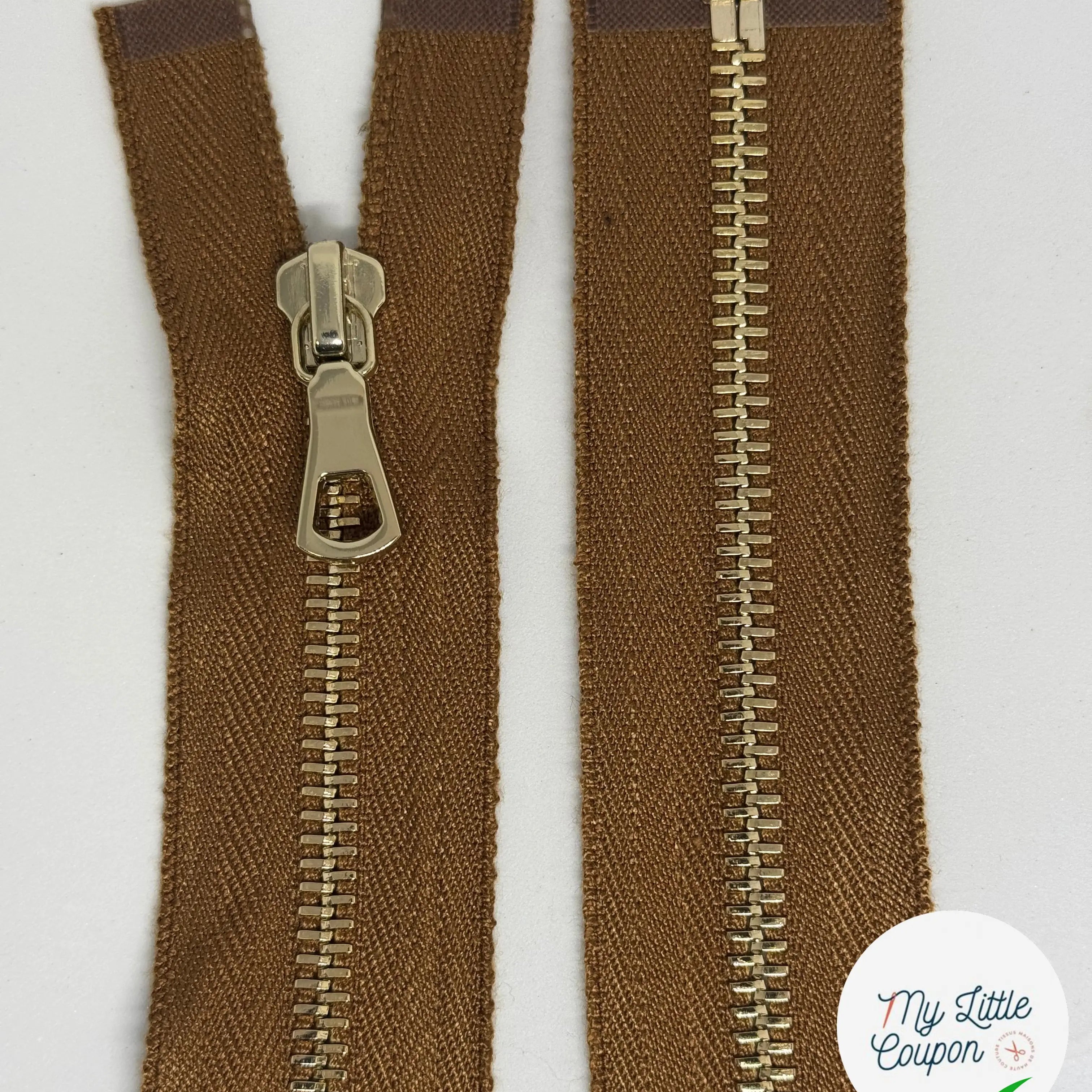 FERMETURE SÉPARABLE MÉTAL DORÉ MARRON COFFEE - My Little Coupon