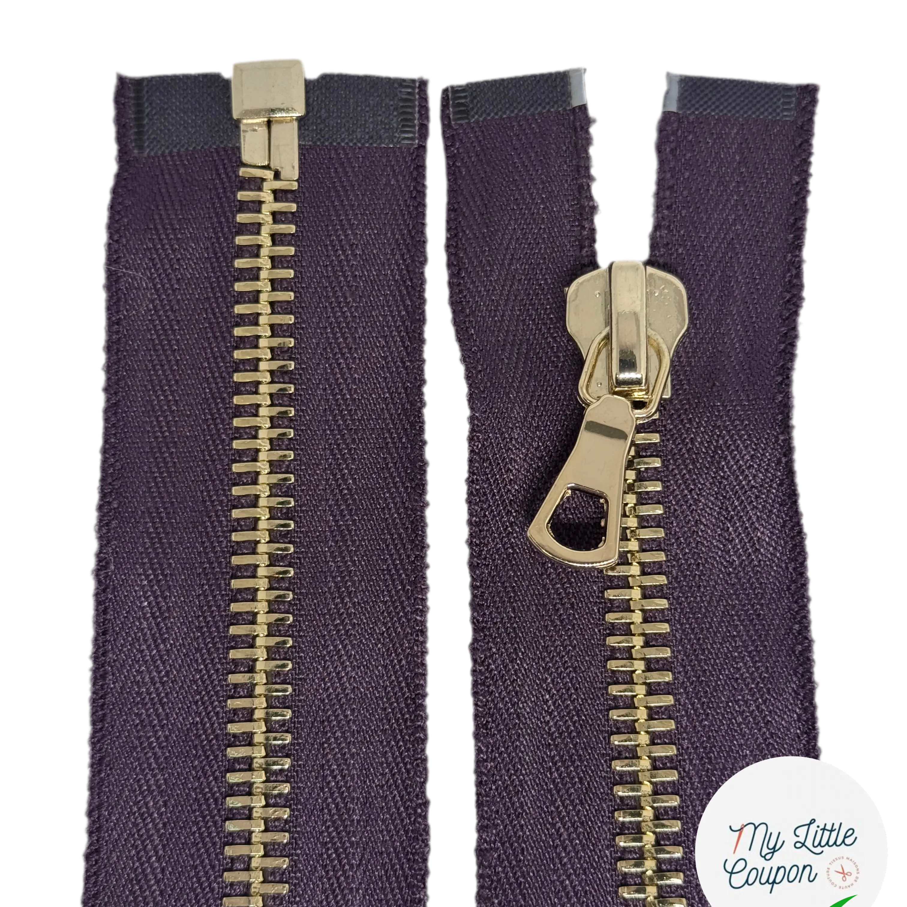 FERMETURE SÉPARABLE VIOLINE 60CM MÉTAL DORÉ - My Little Coupon